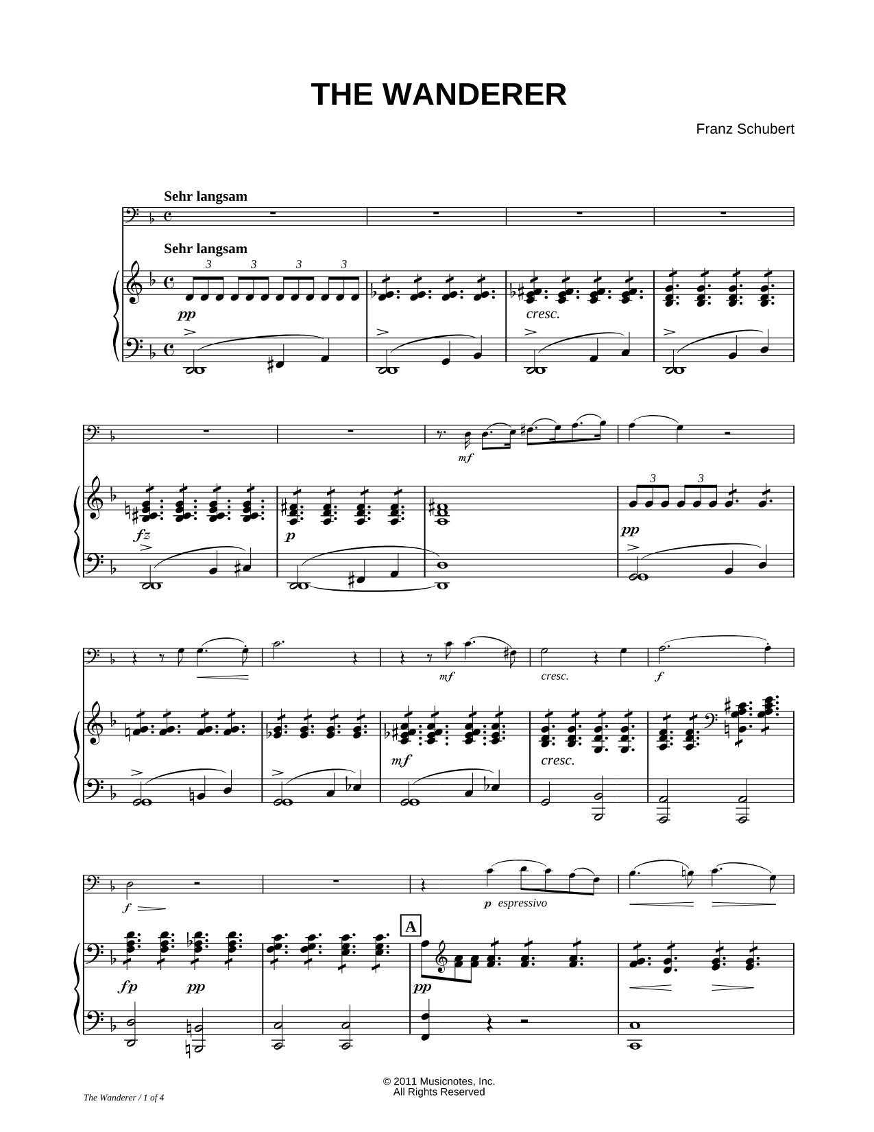 The Wanderer - Piano Accompaniment