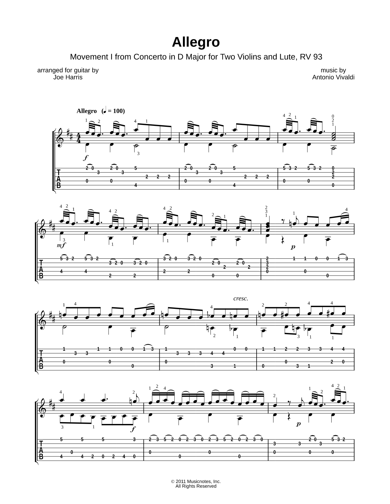 Concerto In D Major for Two Violins and Lute, RV 93: I.  Allegro