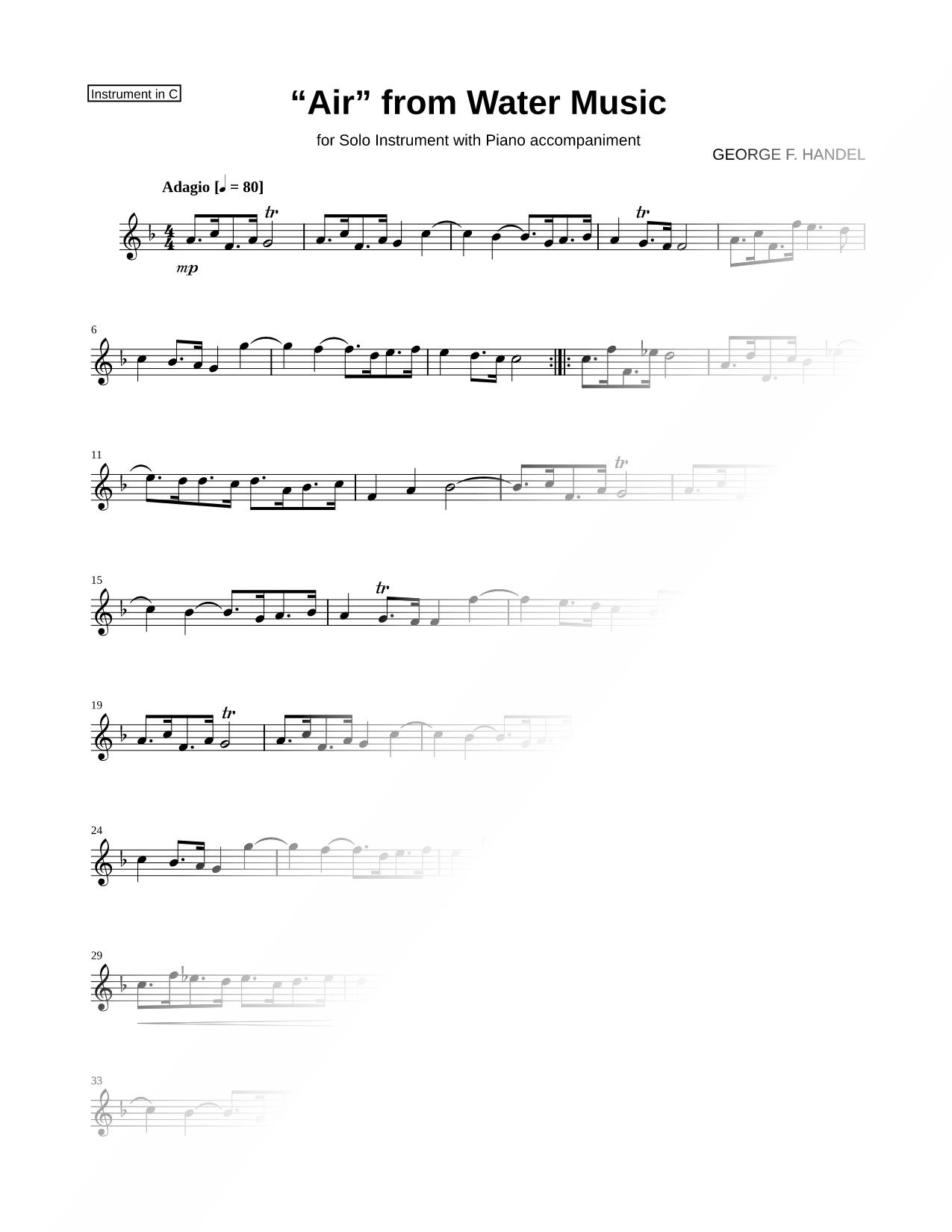 Air from Water Music - C Instrument