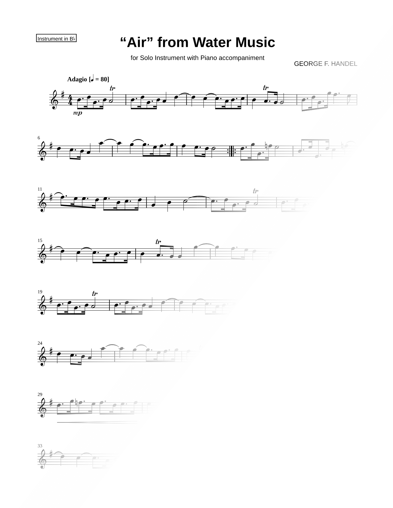 Air from Water Music - Bb Instrument