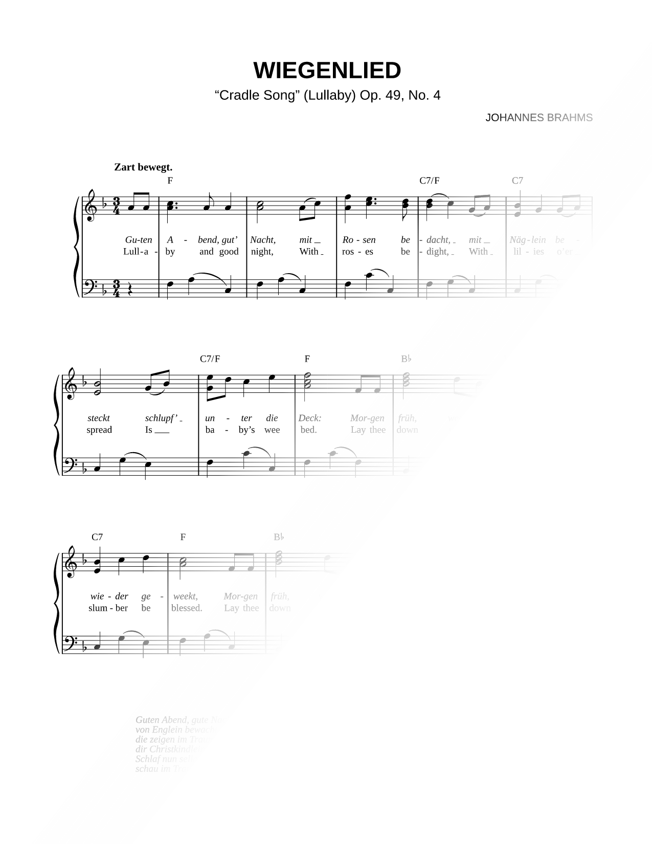 Lullaby (Wiegenlied); Op. 49, No. 4
