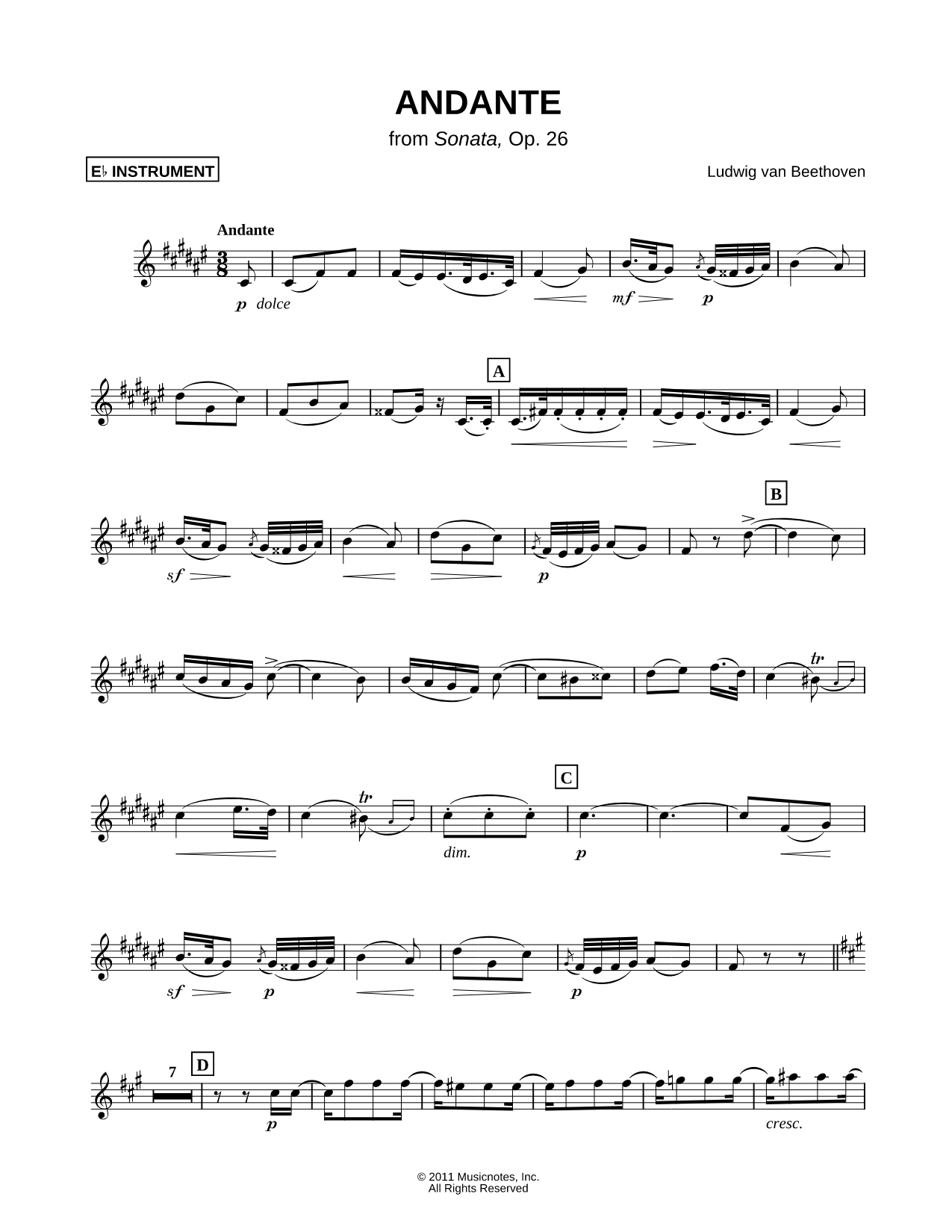 Andante from Sonata, Op. 26 - Eb Instrument