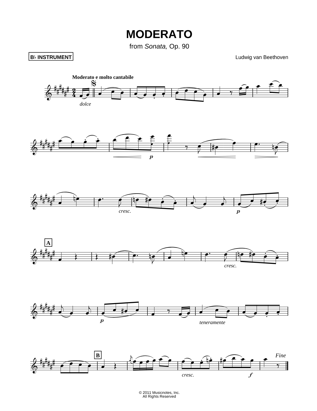 Moderato from Sonata, Op. 90 - Bb Instrument