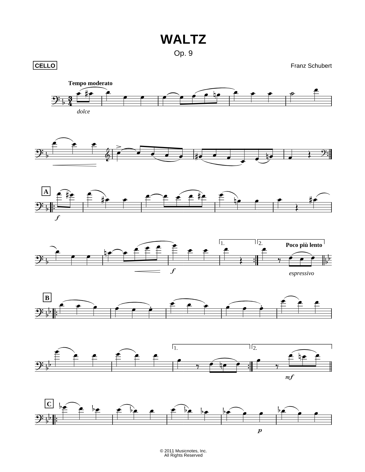 Waltz, Op. 9 - Bass Clef Instrument