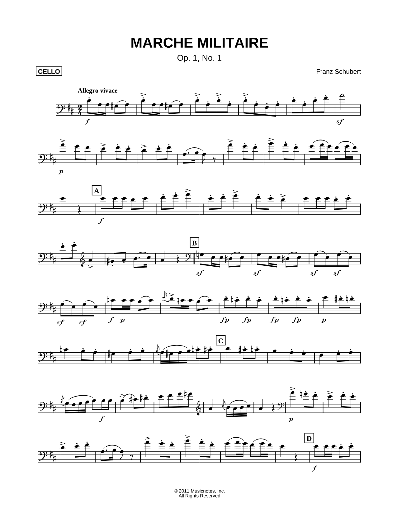 Marche Militaire - Bass Clef Instrument