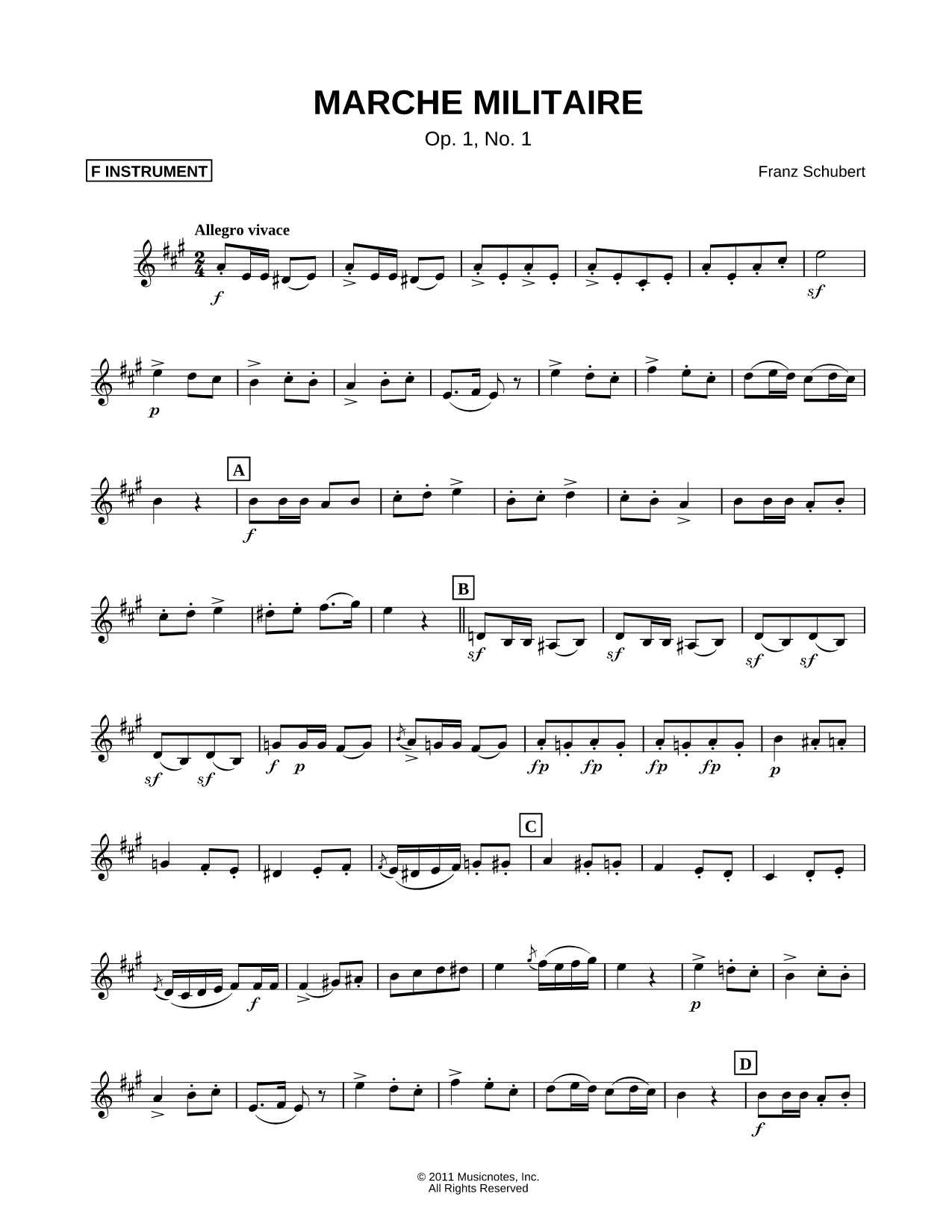 Marche Militaire - F Instrument
