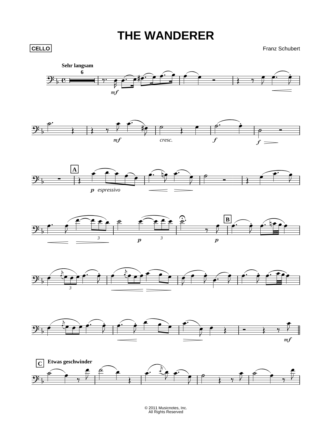 The Wanderer - Cello