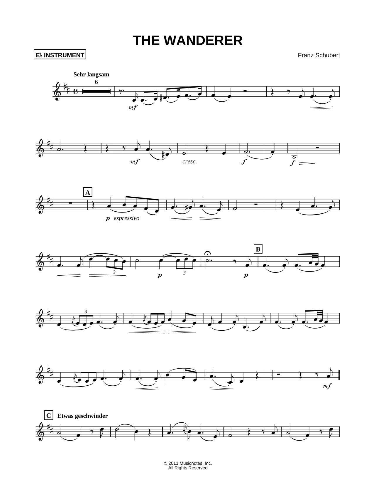 The Wanderer - Eb Instrument
