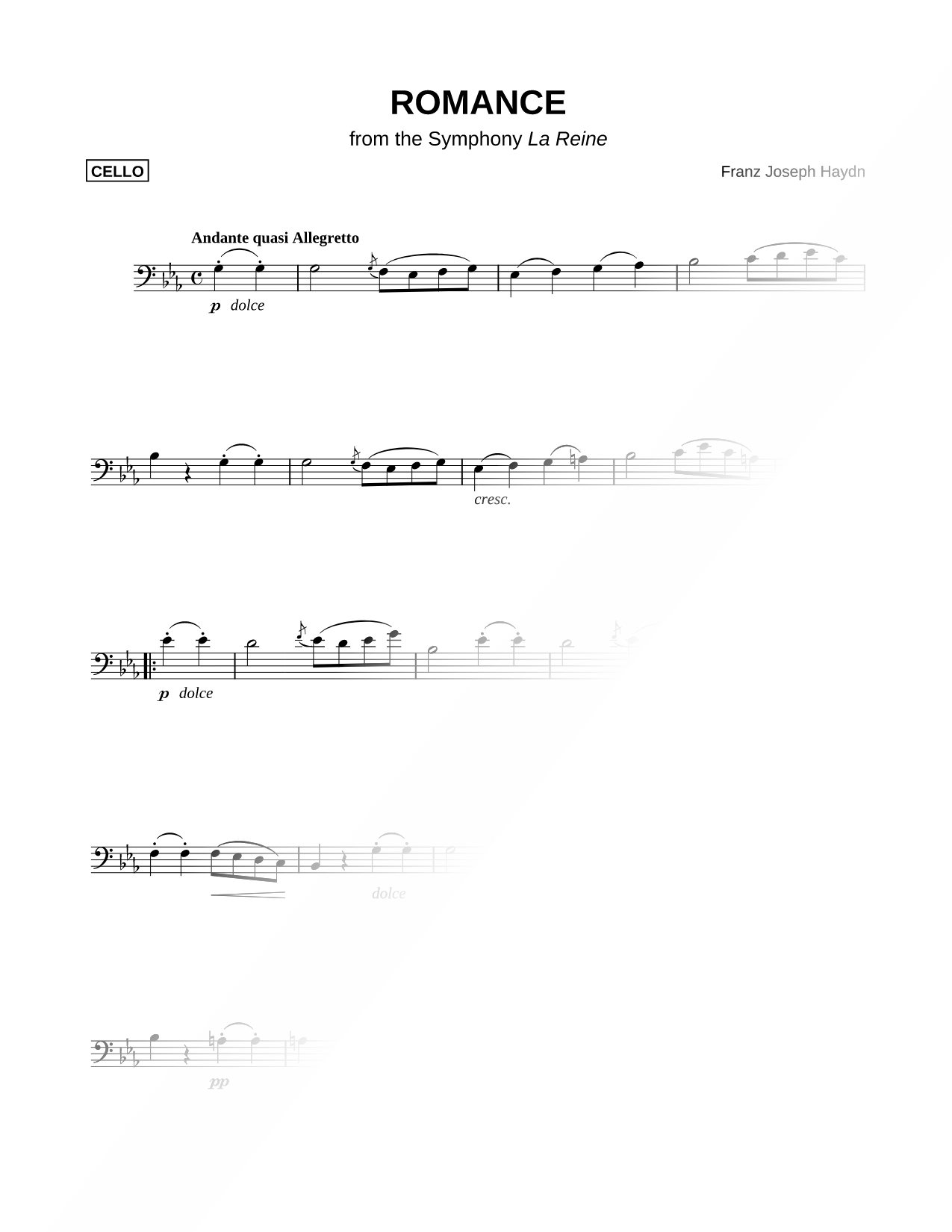 Romance from the Symphony La Reine - Bass Clef Instrument