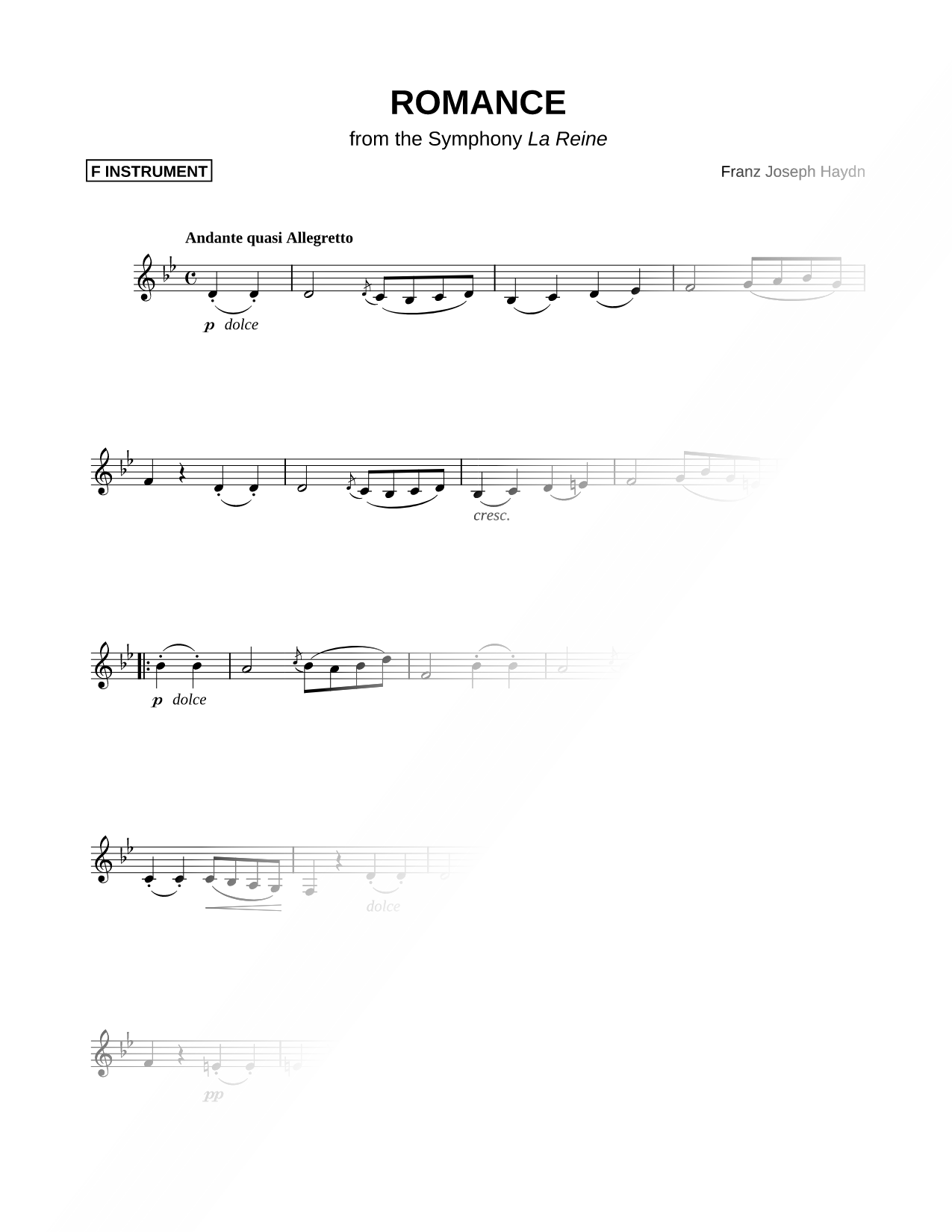 Romance from the Symphony La Reine - F Instrument