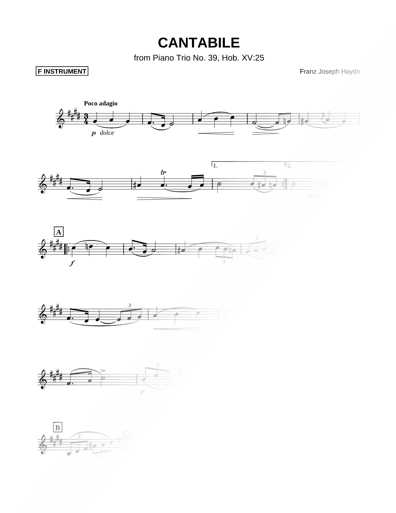 Cantabile, from Piano Trio No. 39 - F Instrument