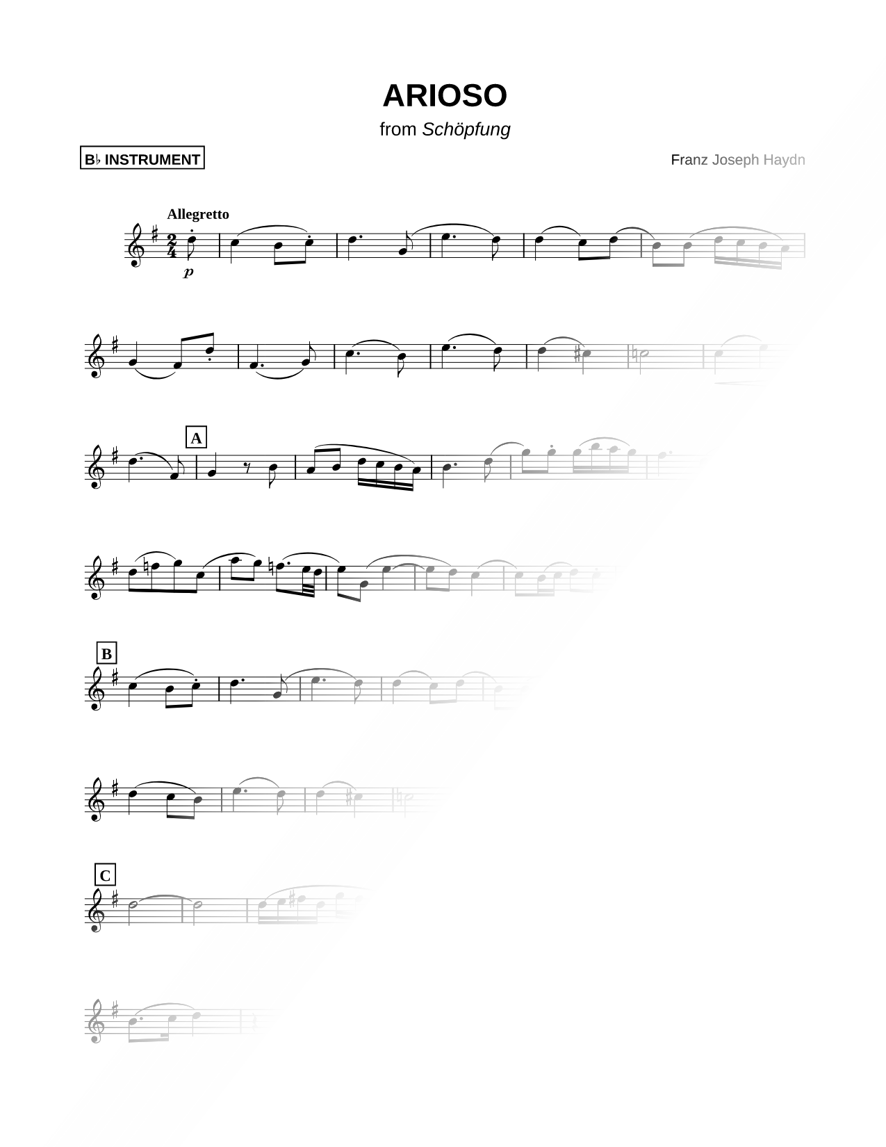 Arioso, from Schöpfung - Bb Instrument