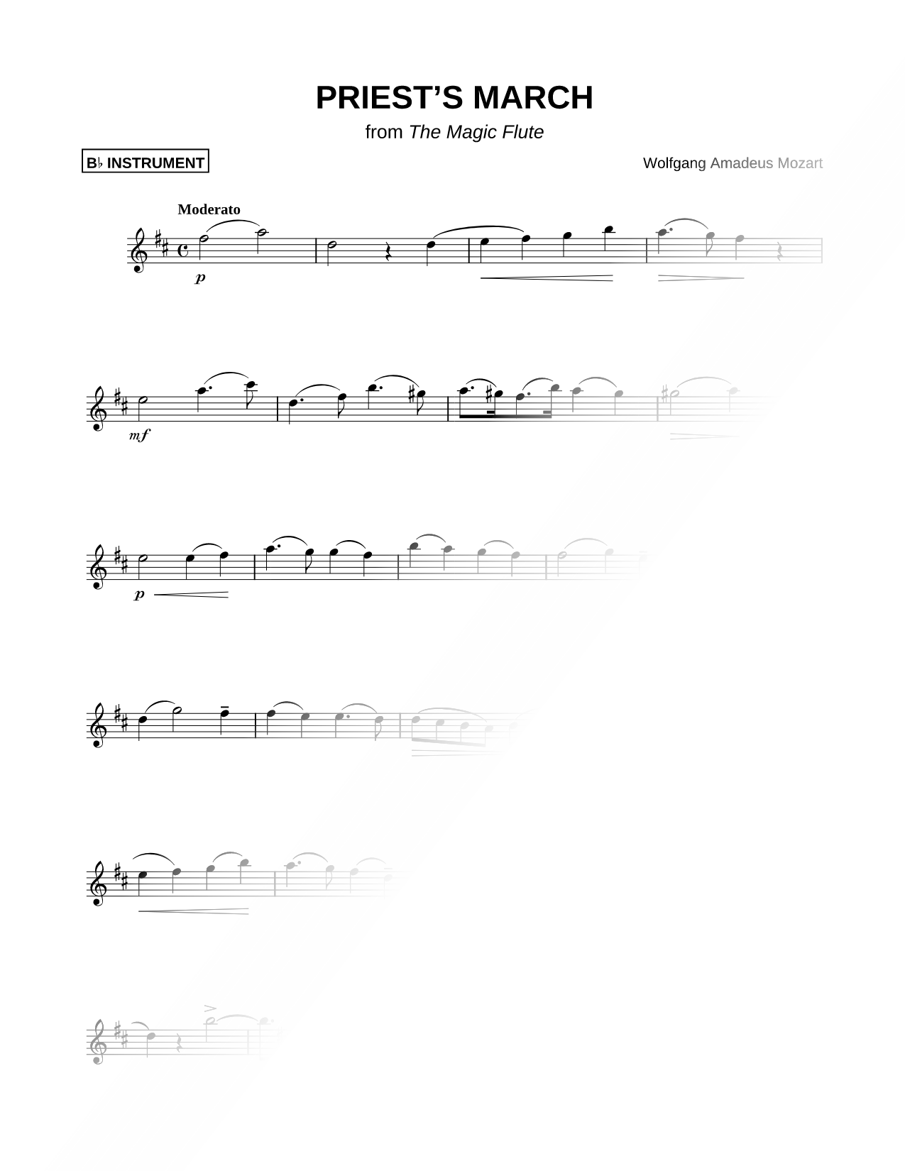 Priest's March, from The Magic Flute - Bb Instrument