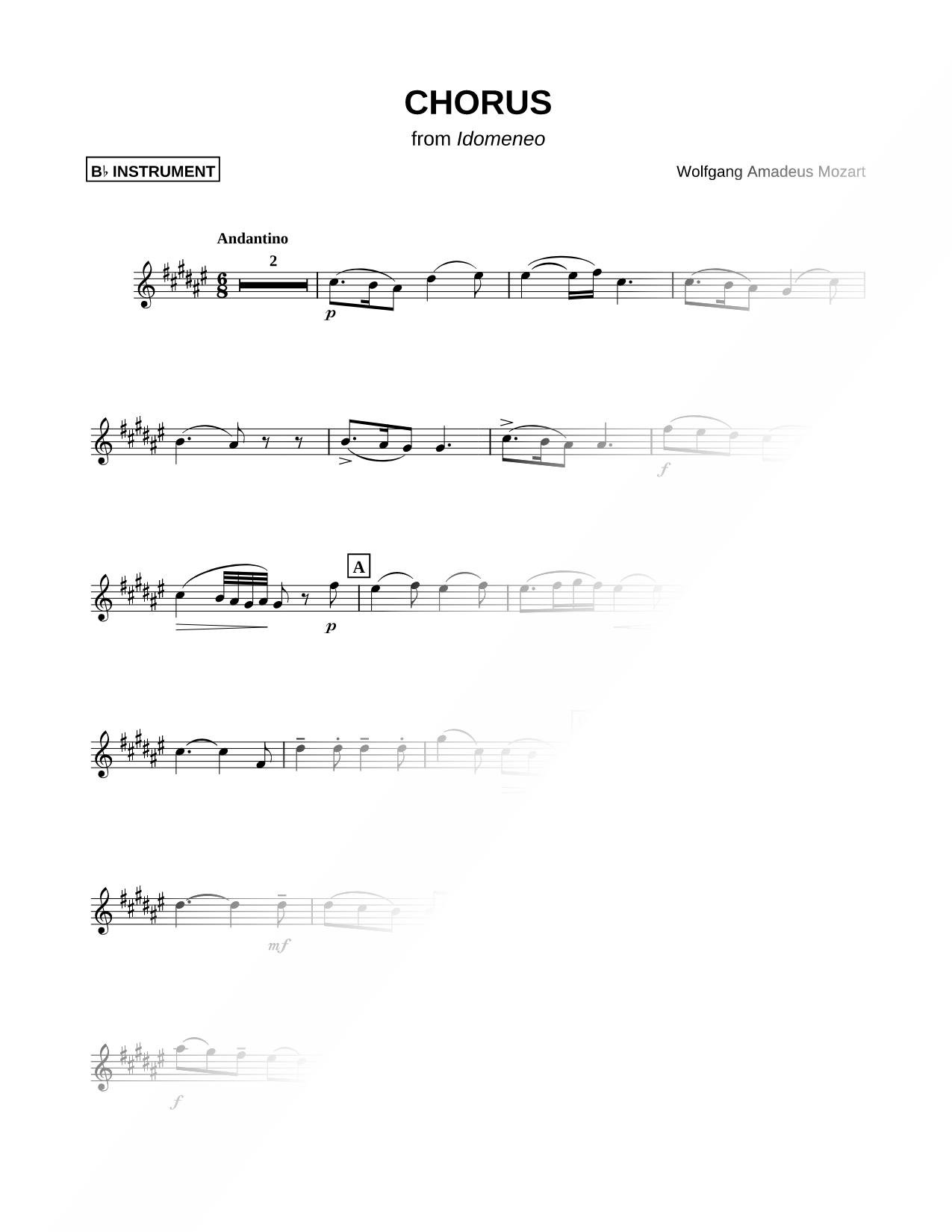 Chorus: Placido è il mar - Bb Instrument