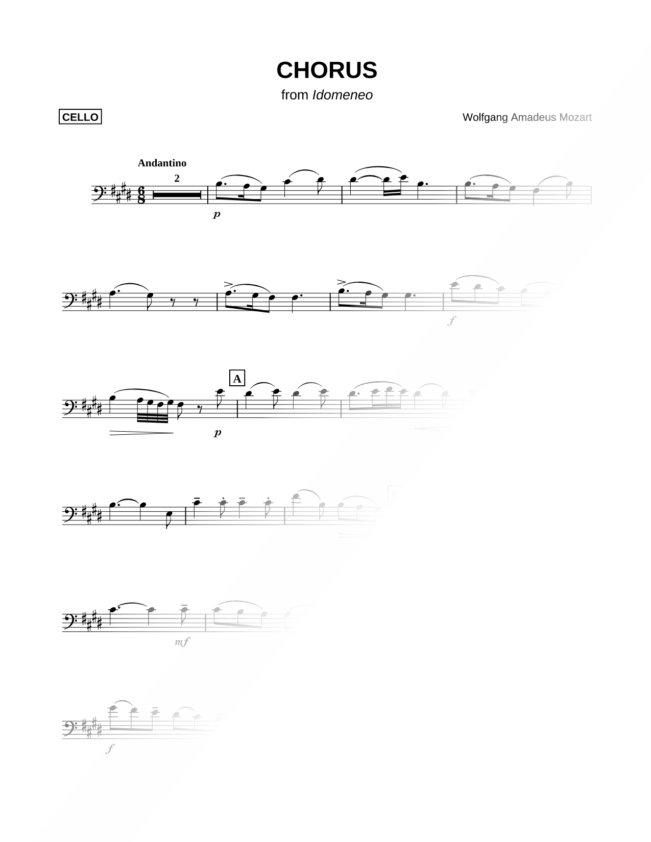 Chorus: Placido è il mar - Bass Clef Instrument