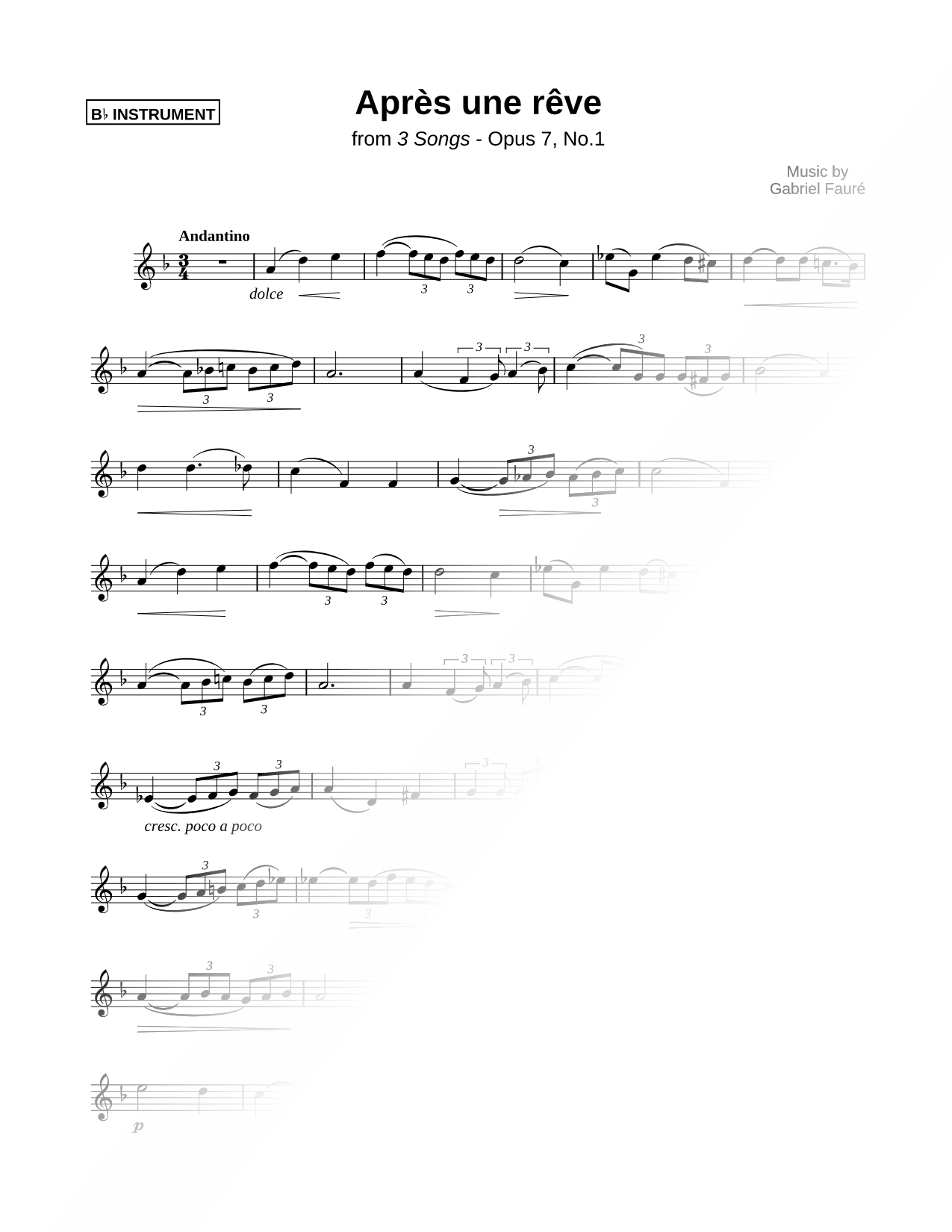Après un rêve - Bb Instrument