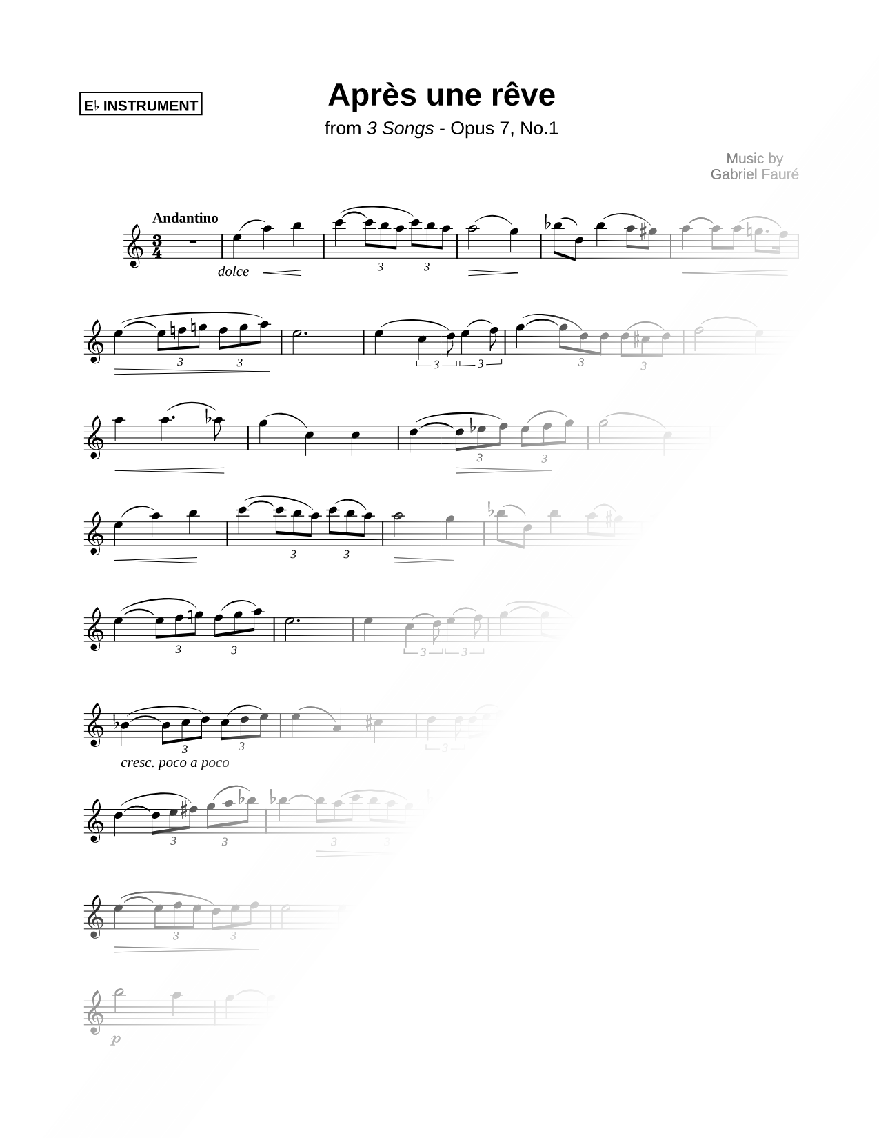 Après un rêve - Eb Instrument