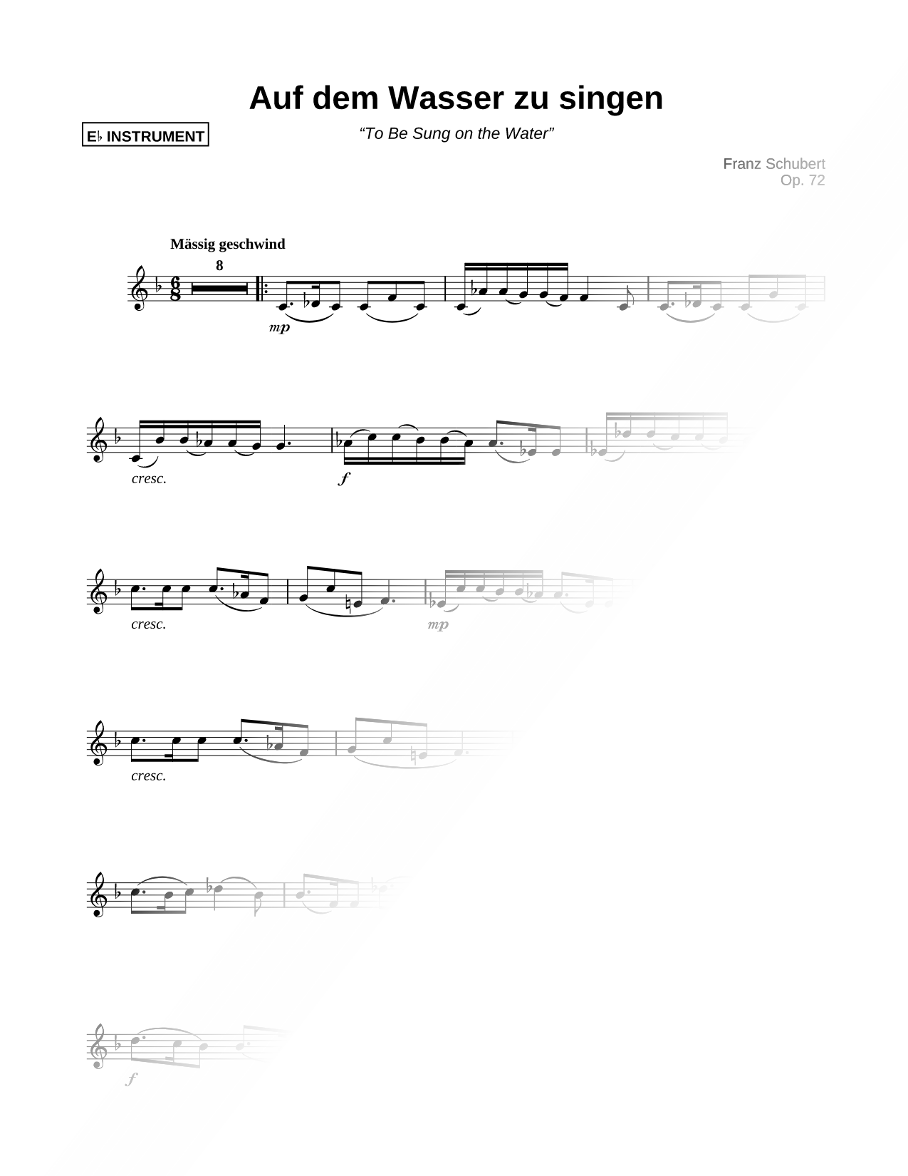 Auf dem Wasser zu singen - Eb Instrument