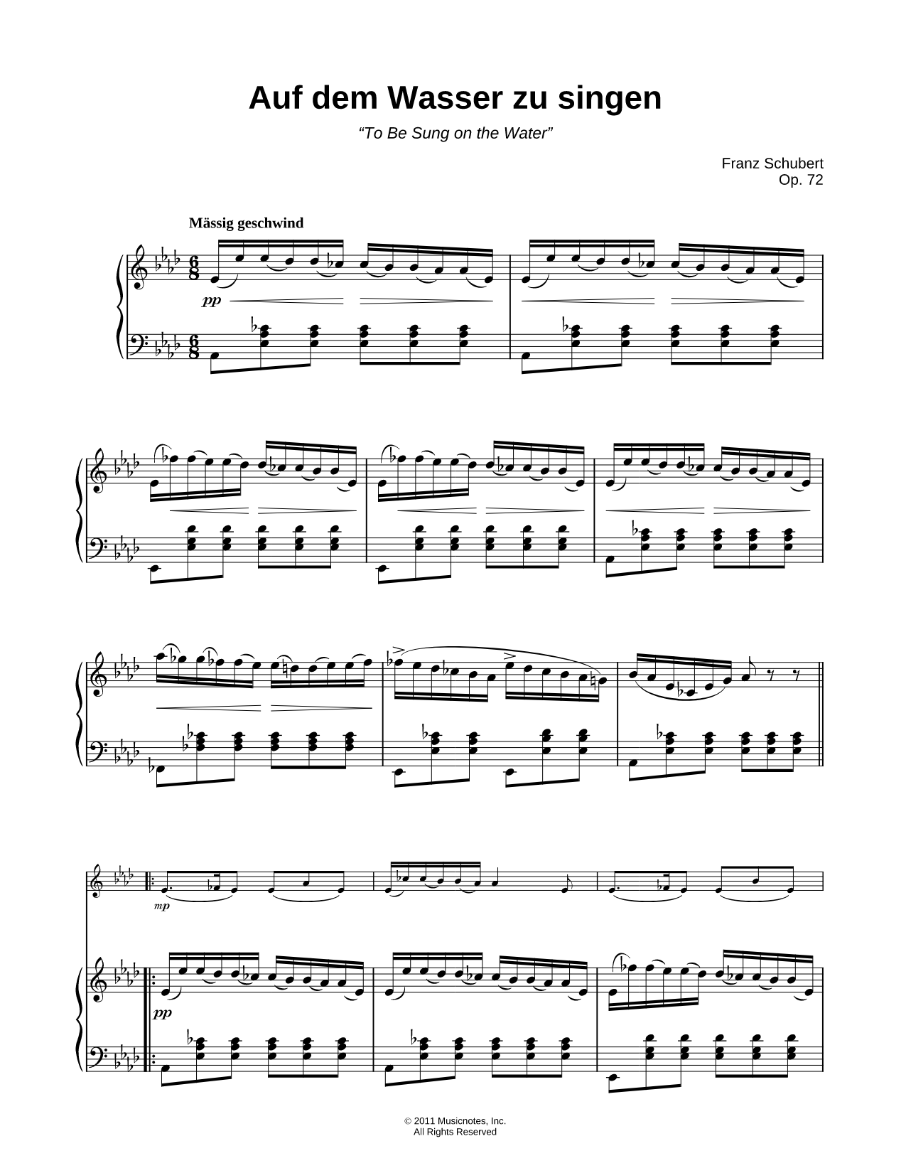 Auf dem Wasser zu singen - Piano Accompaniment