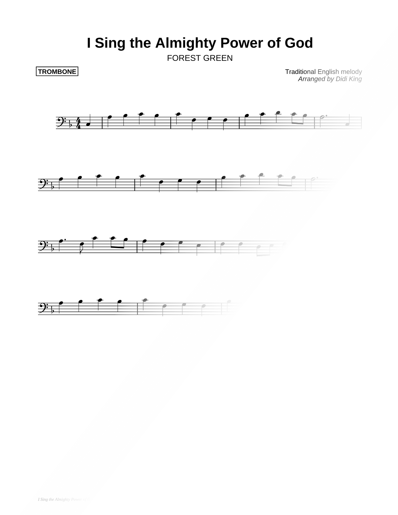 I Sing the Almighty Power of God - Trombone (Brass Quartet)