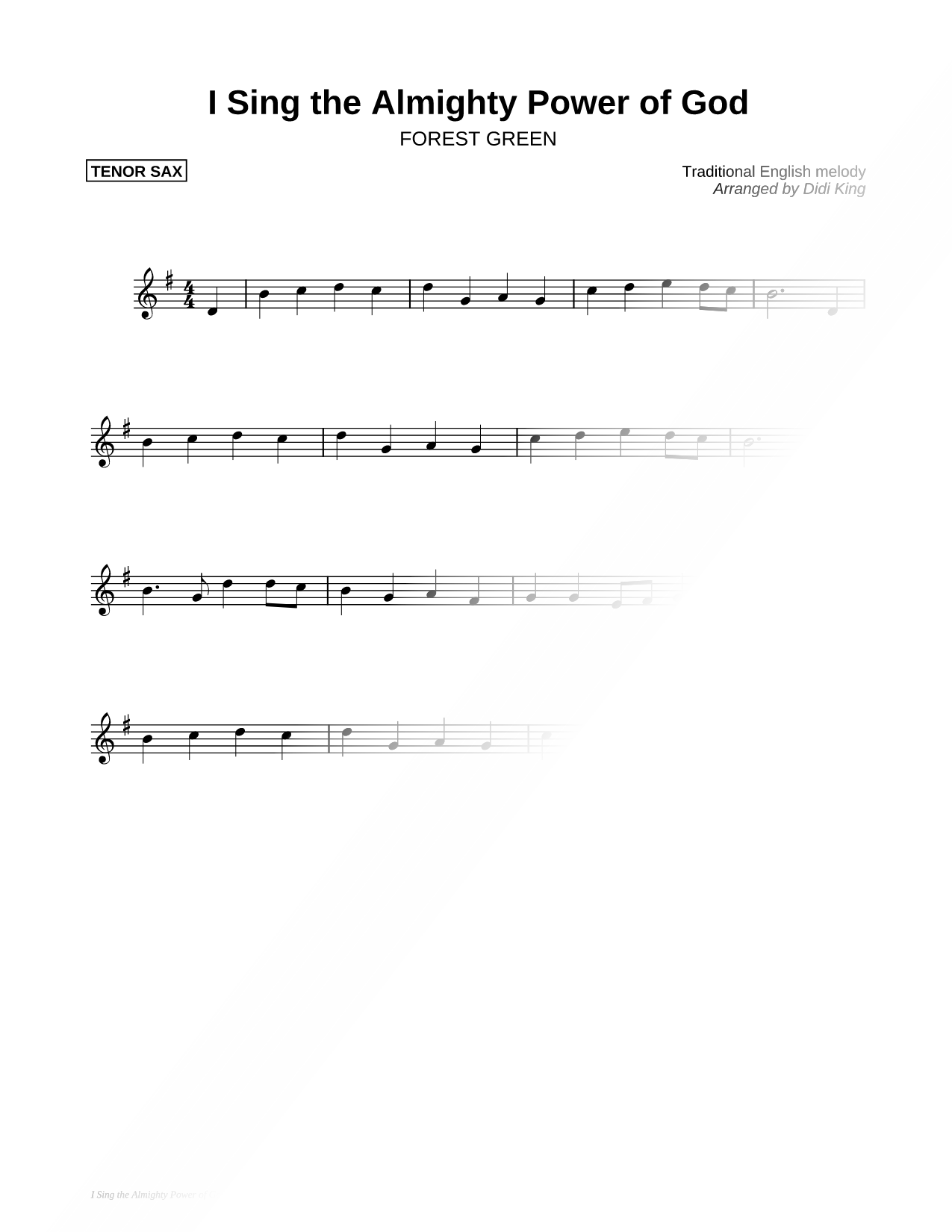 I Sing the Almighty Power of God - Tenor Sax (Saxophone Quartet)