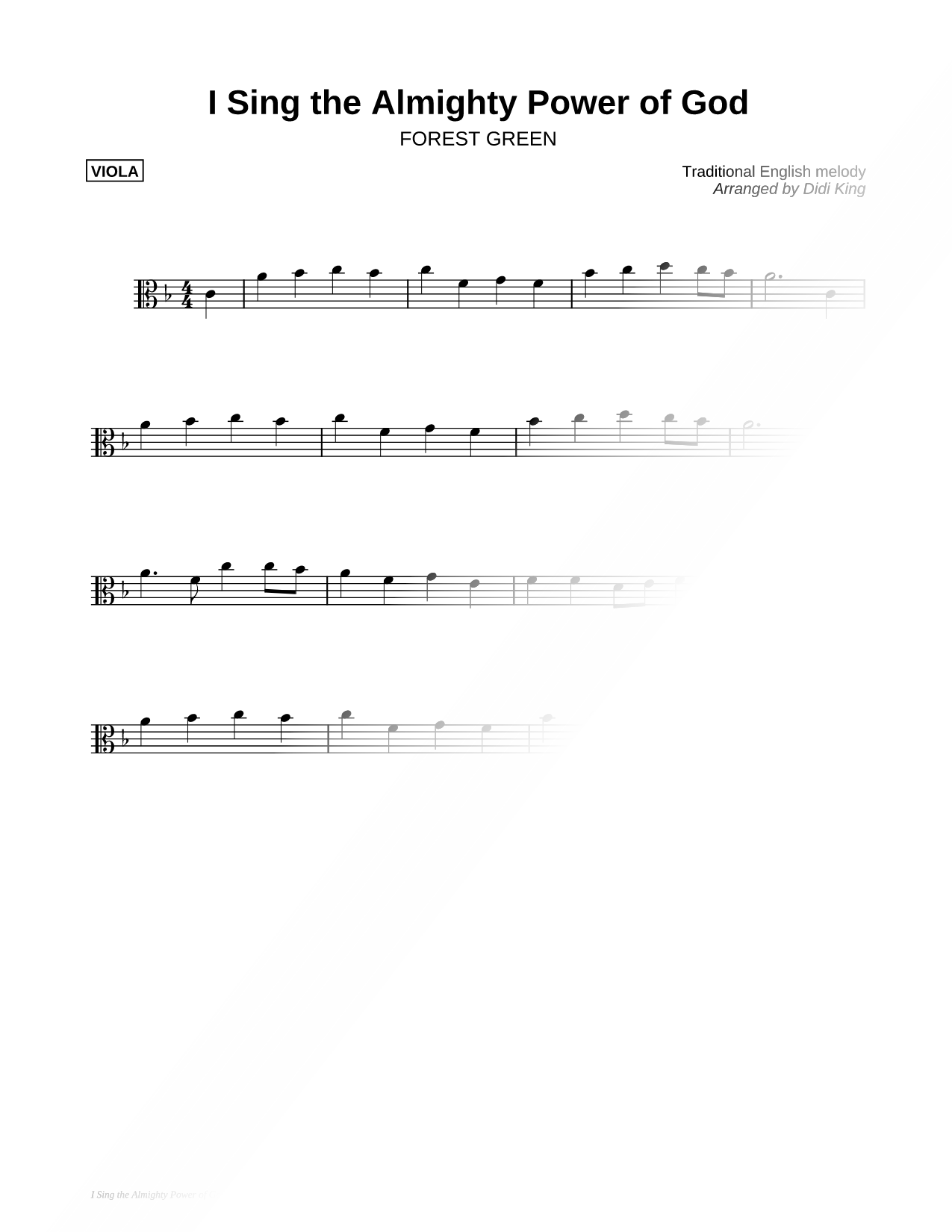 I Sing the Almighty Power of God - Viola (String Quartet)