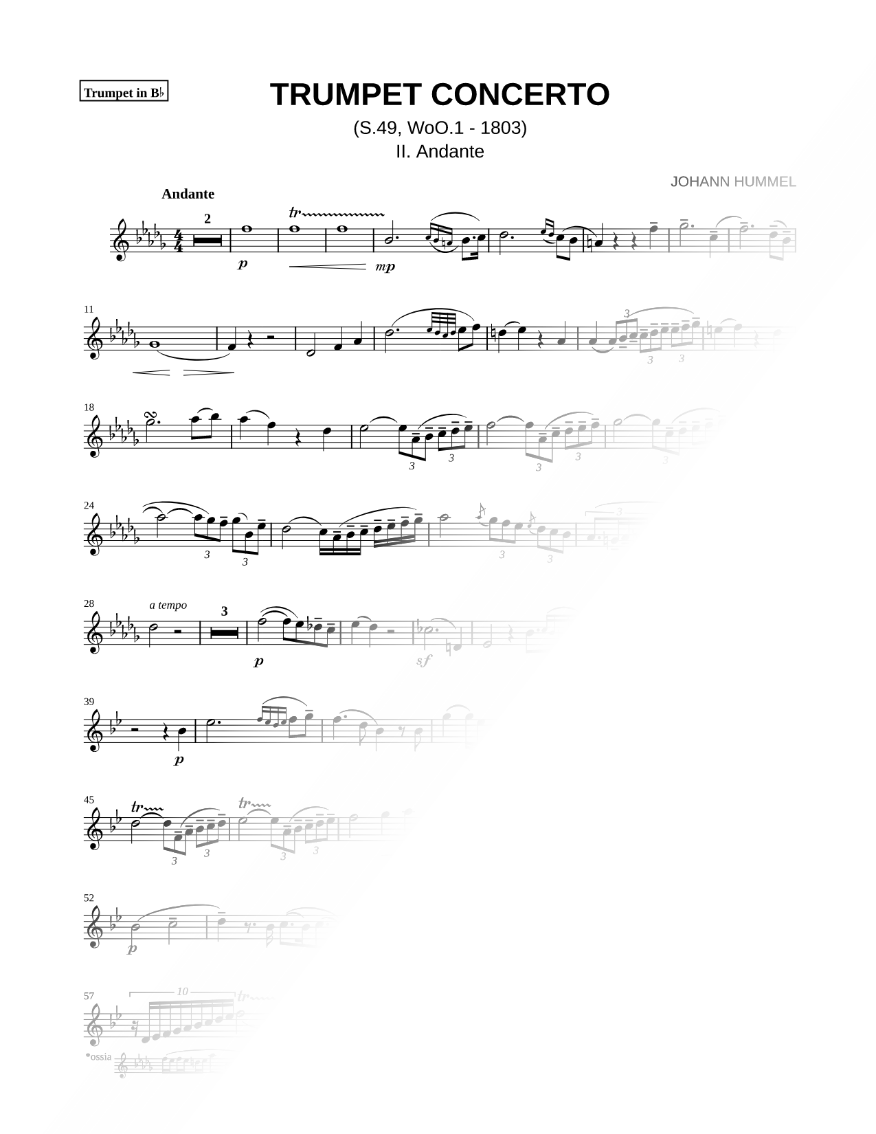 Trumpet Concerto: II. Andante - Bb Trumpet