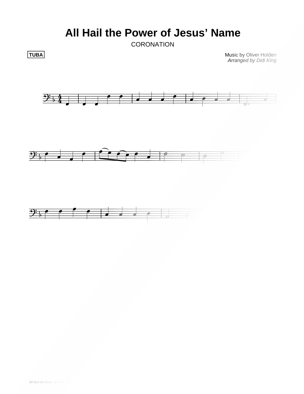 All Hail the Power of Jesus' Name - Tuba (Brass Quartet)