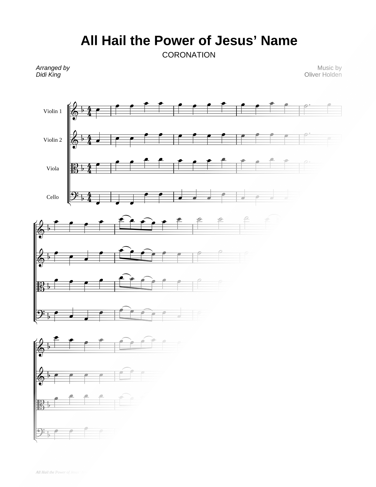 All Hail the Power of Jesus' Name - Score (String Quartet)