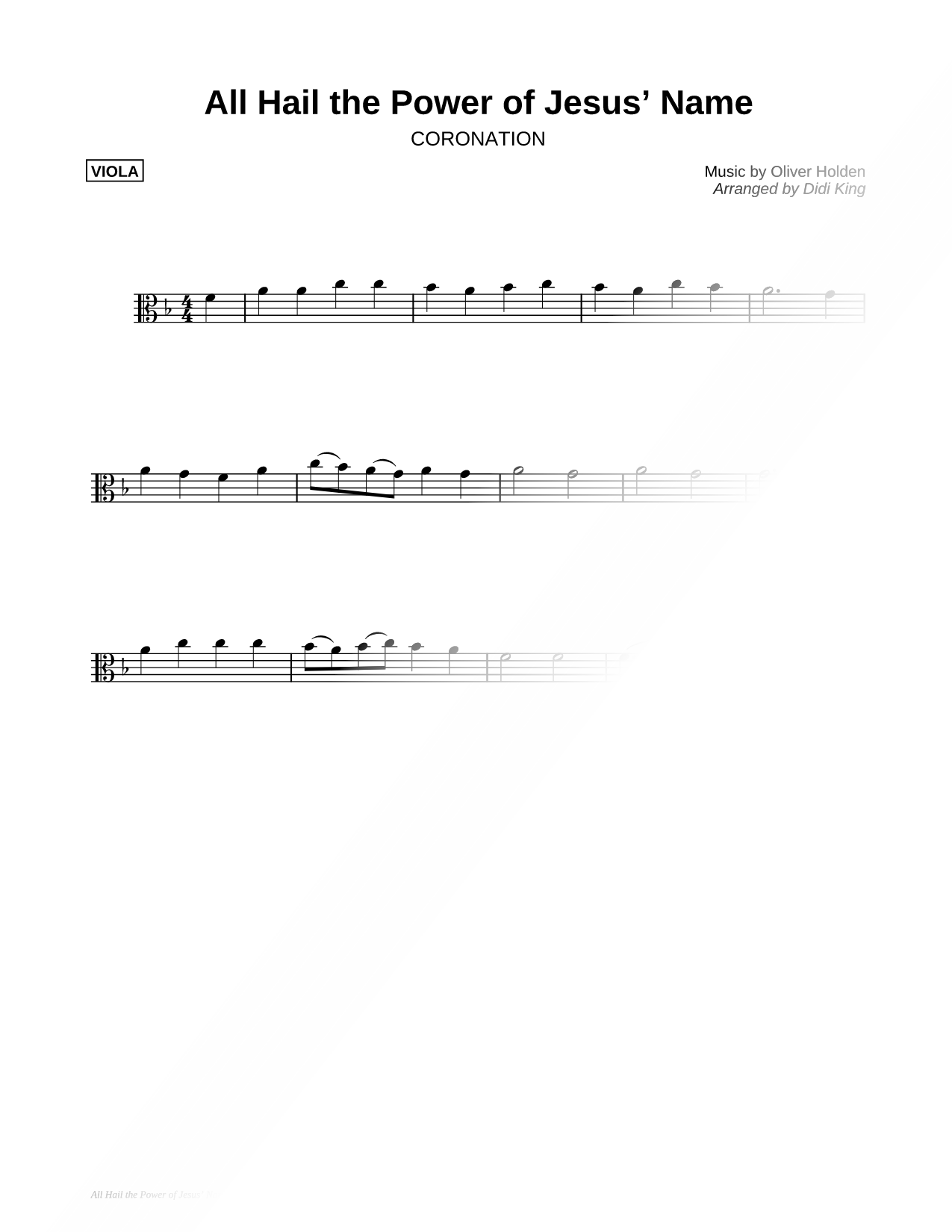 All Hail the Power of Jesus' Name - Viola (String Quartet)