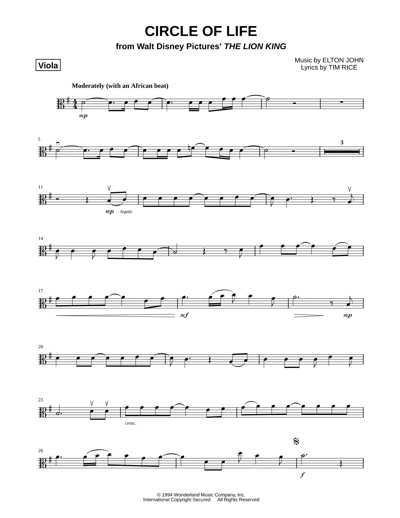 Circle of Life - Viola