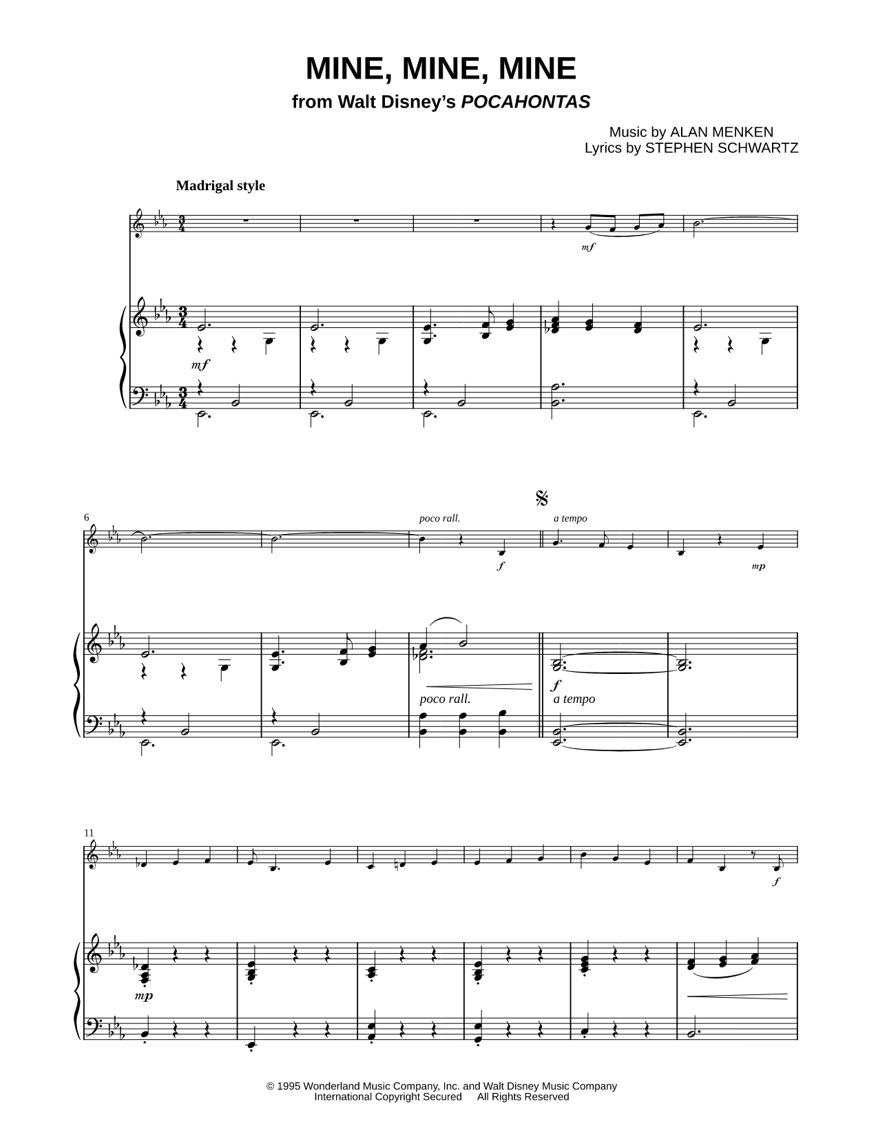 Mine, Mine, Mine - Piano Accompaniment