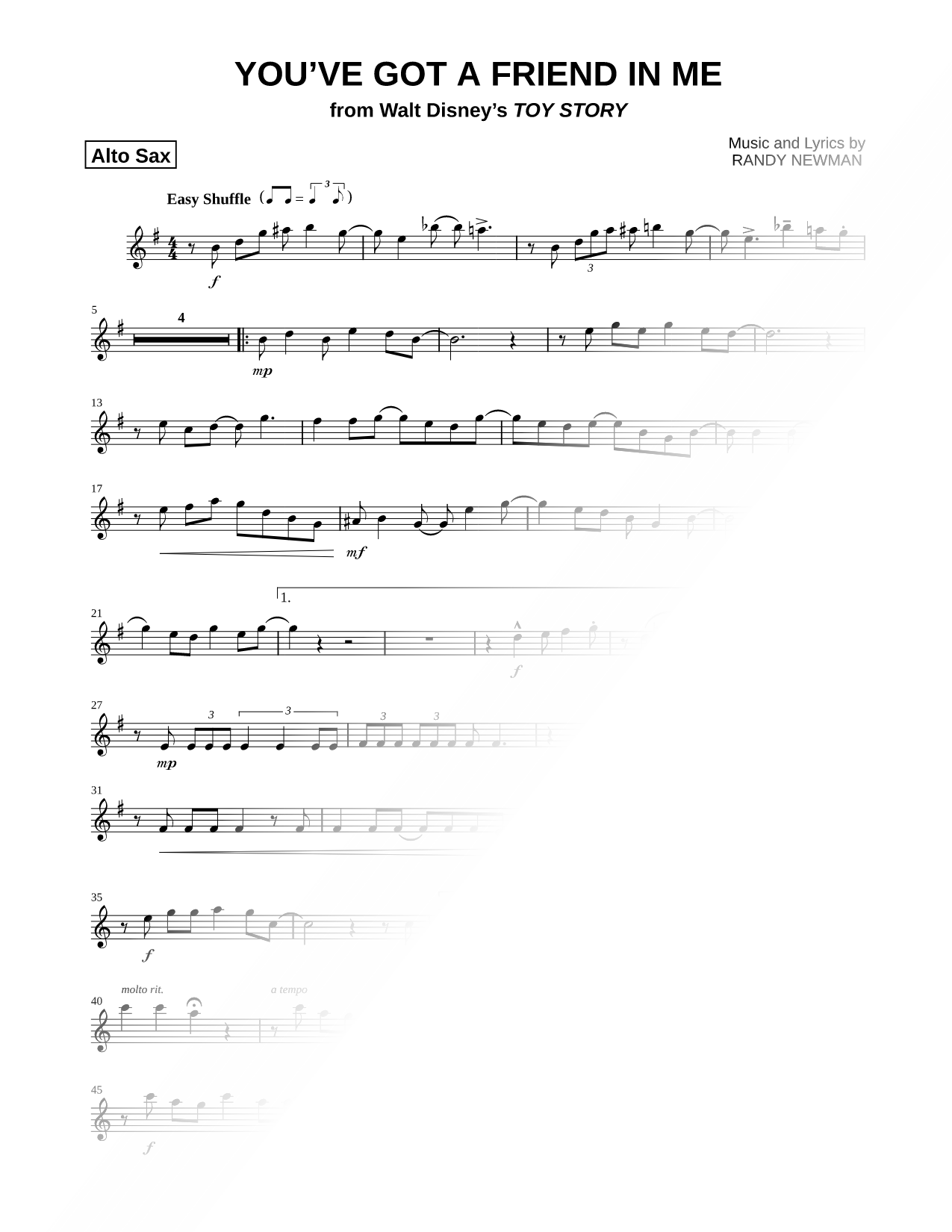 You've Got a Friend in Me - Alto Sax