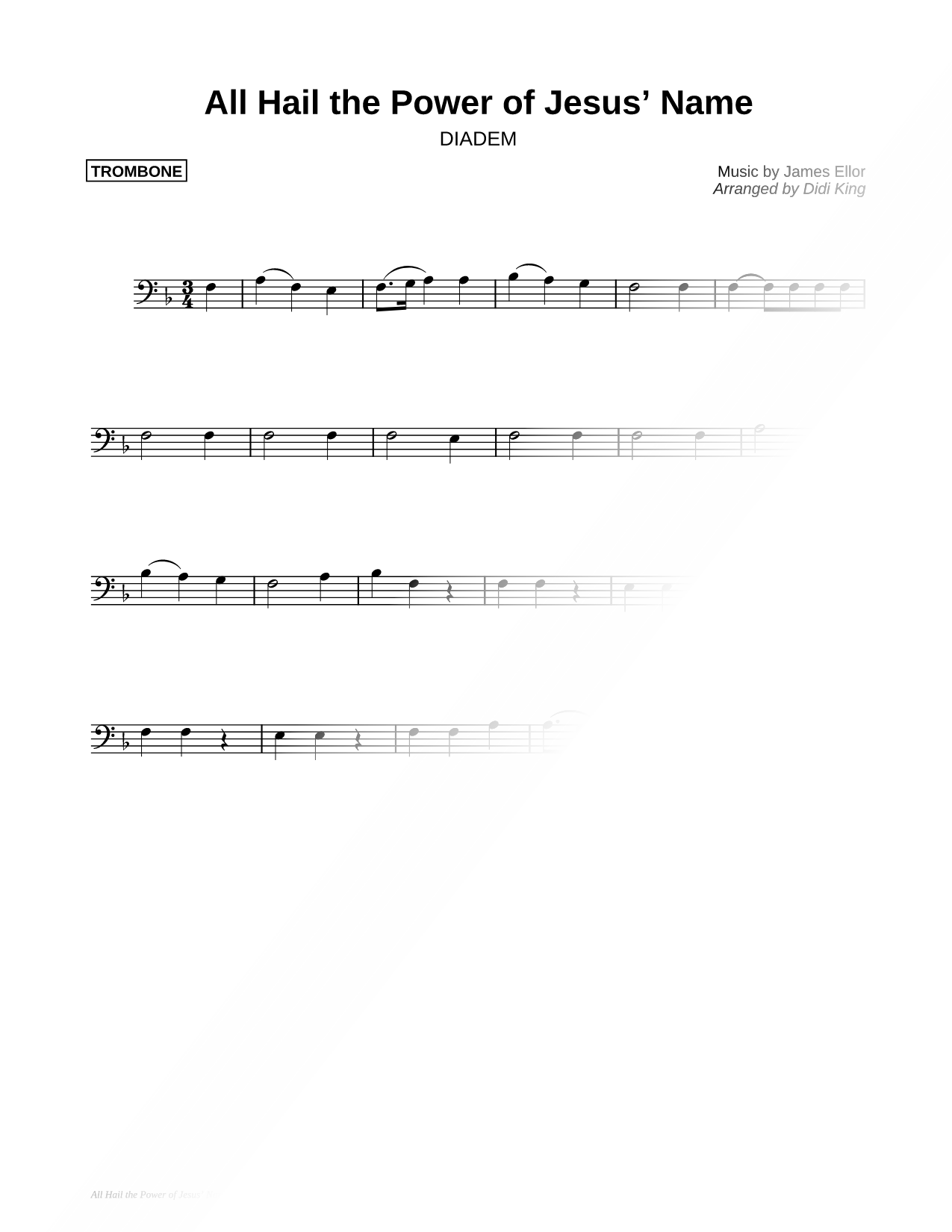 All Hail the Power of Jesus' Name - Trombone (Brass Quartet)