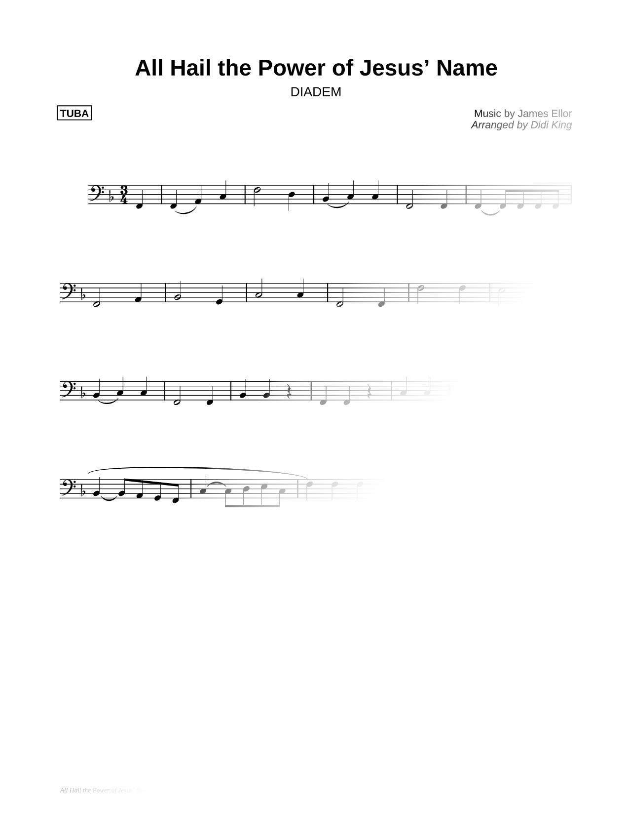 All Hail the Power of Jesus' Name - Tuba (Brass Quartet)