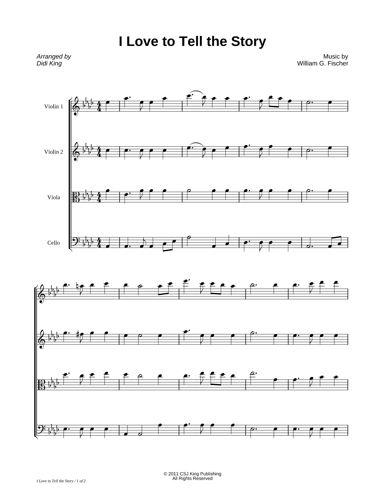 I Love To Tell the Story - String Quartet Score