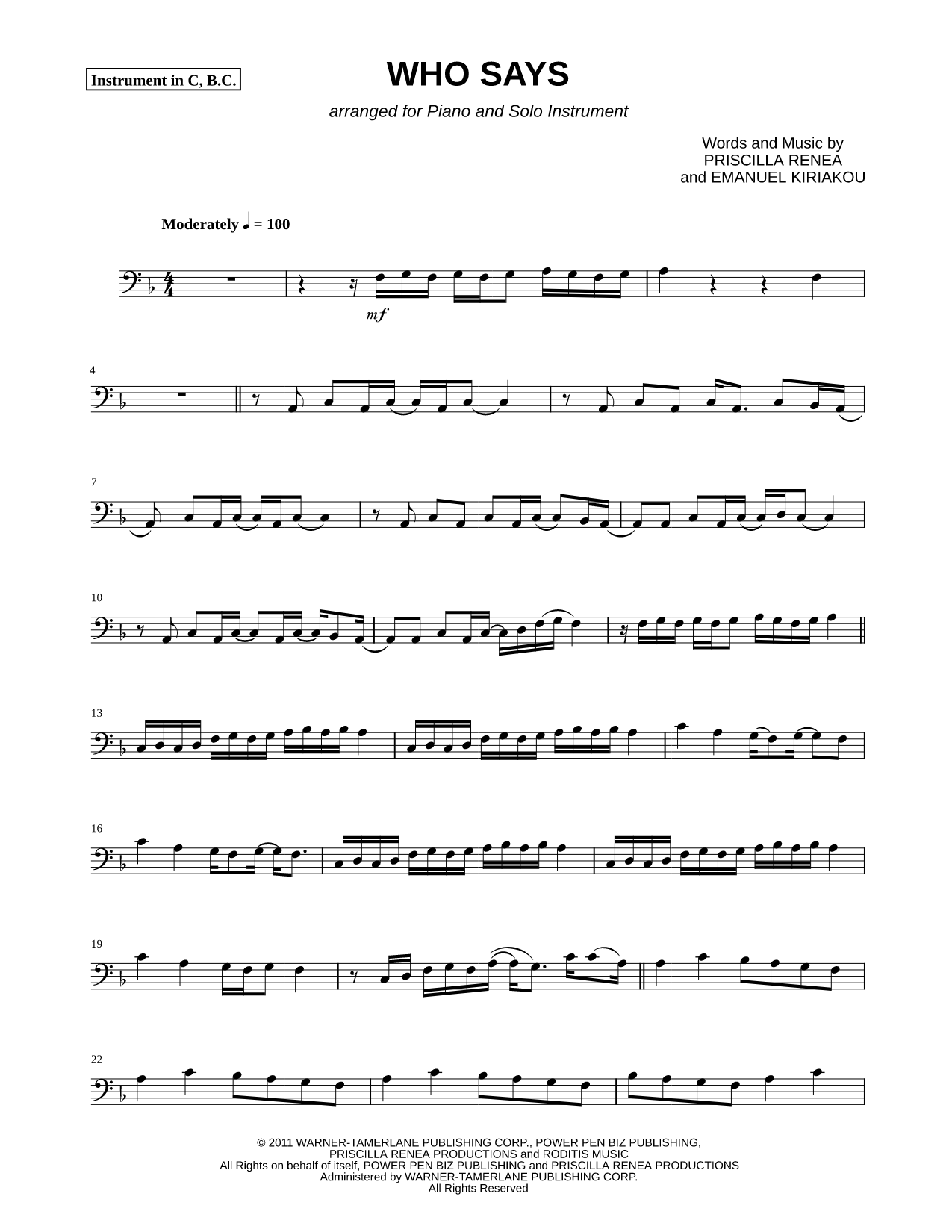Who Says - Bass Clef Instrument