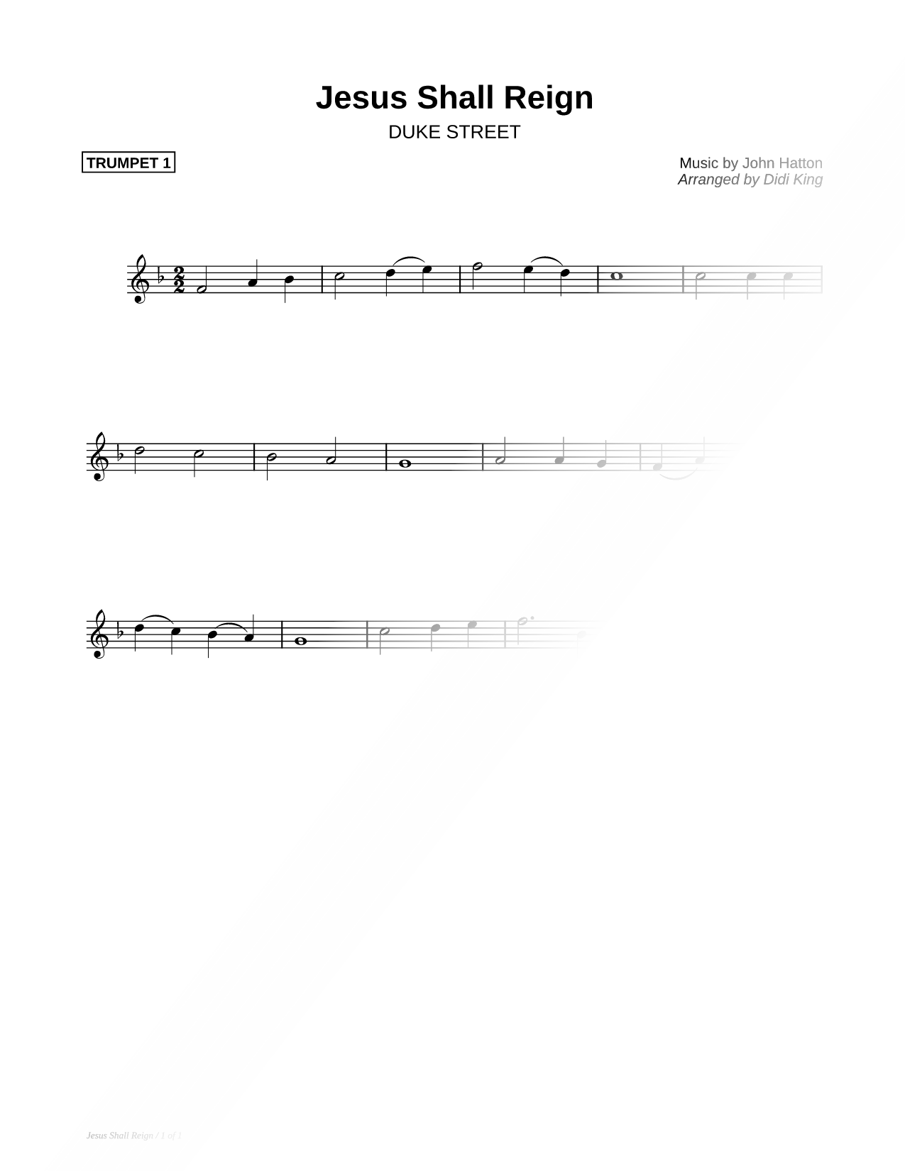 Jesus Shall Reign - Trumpet 1 (Brass Quartet)