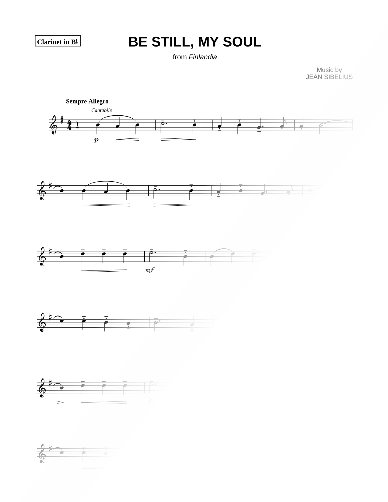 Be Still, My Soul - Clarinet