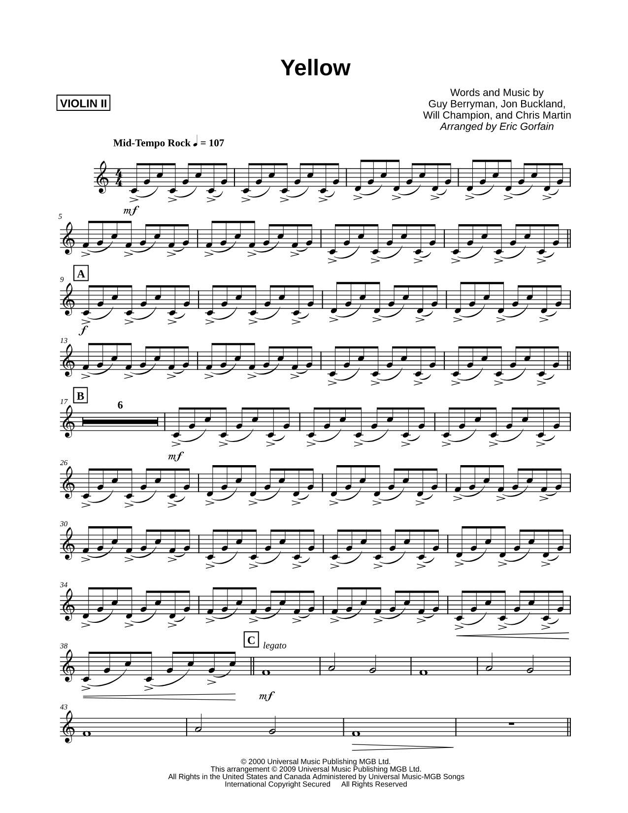 Yellow - Violin 2 (String Quartet)