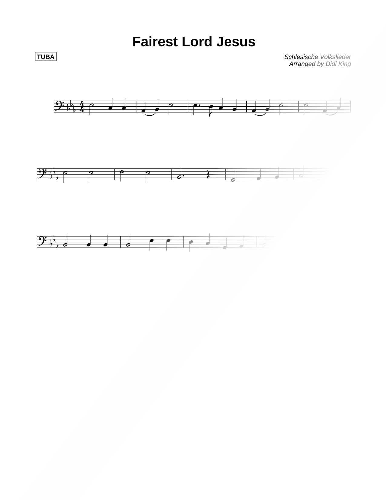 Fairest Lord Jesus - Tuba (Brass Quartet)