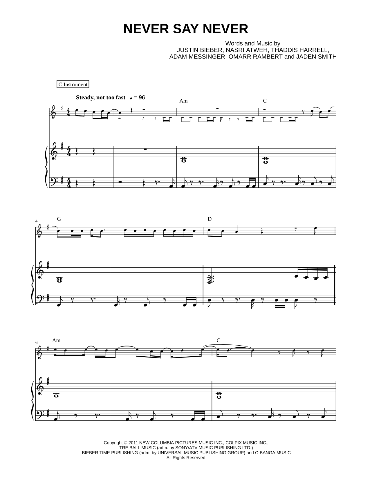 Never Say Never - Piano Accompaniment