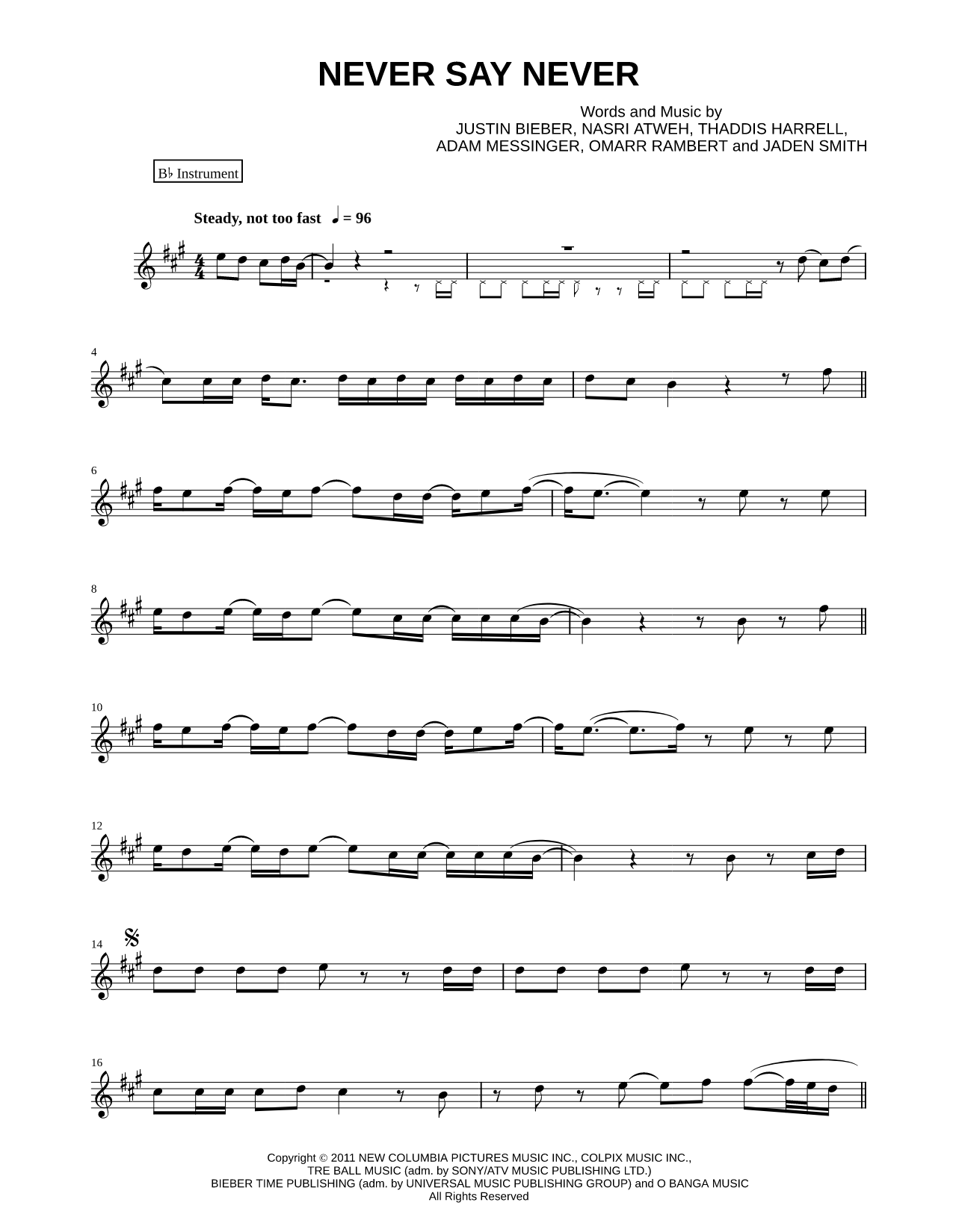 Never Say Never - Bb Instrument