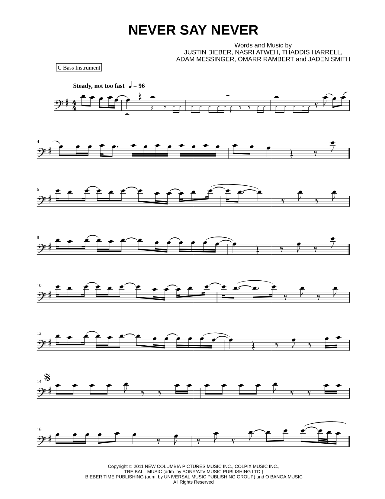 Never Say Never - Bass Clef Instrument