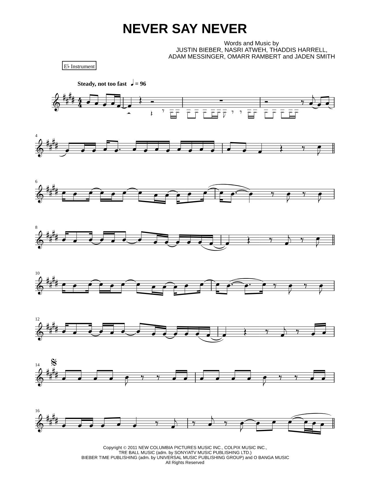 Never Say Never - Eb Instrument