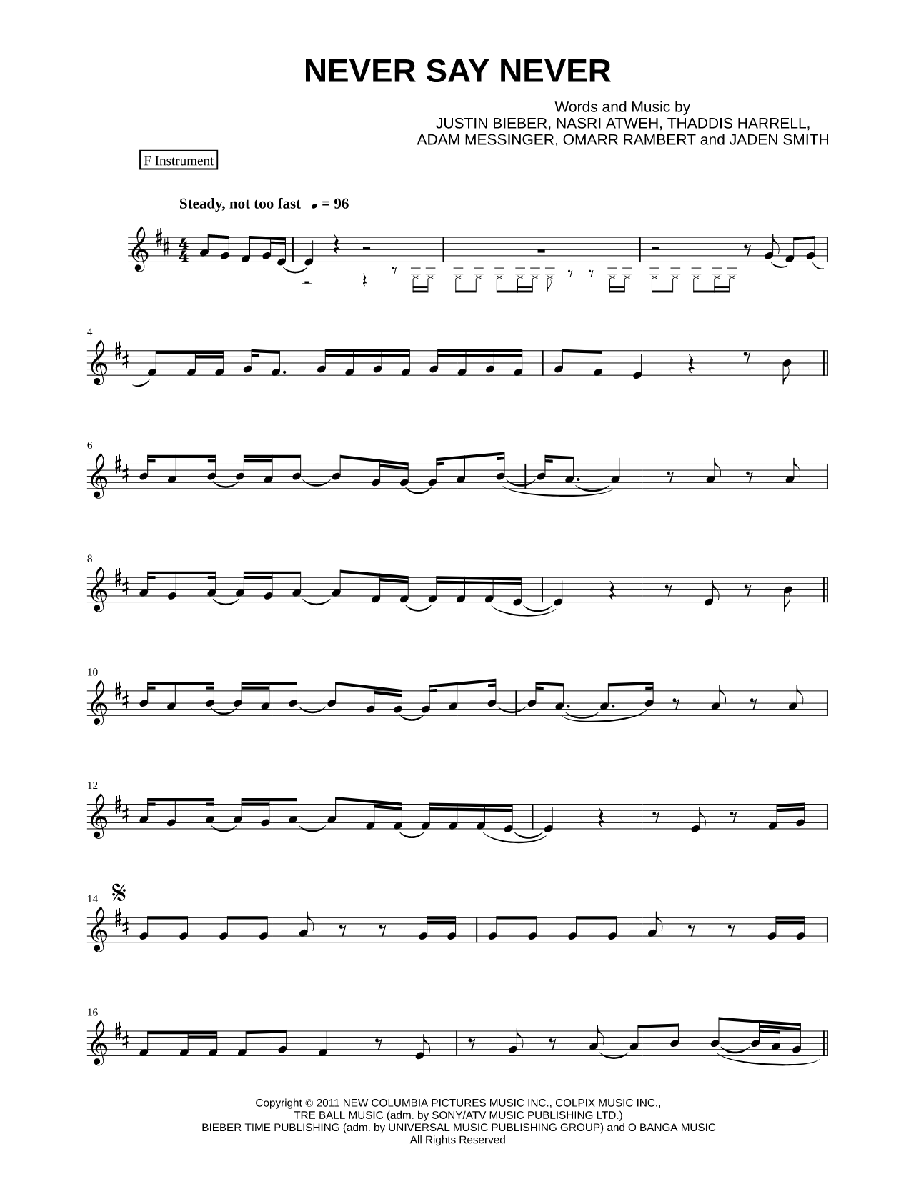Never Say Never - F Instrument
