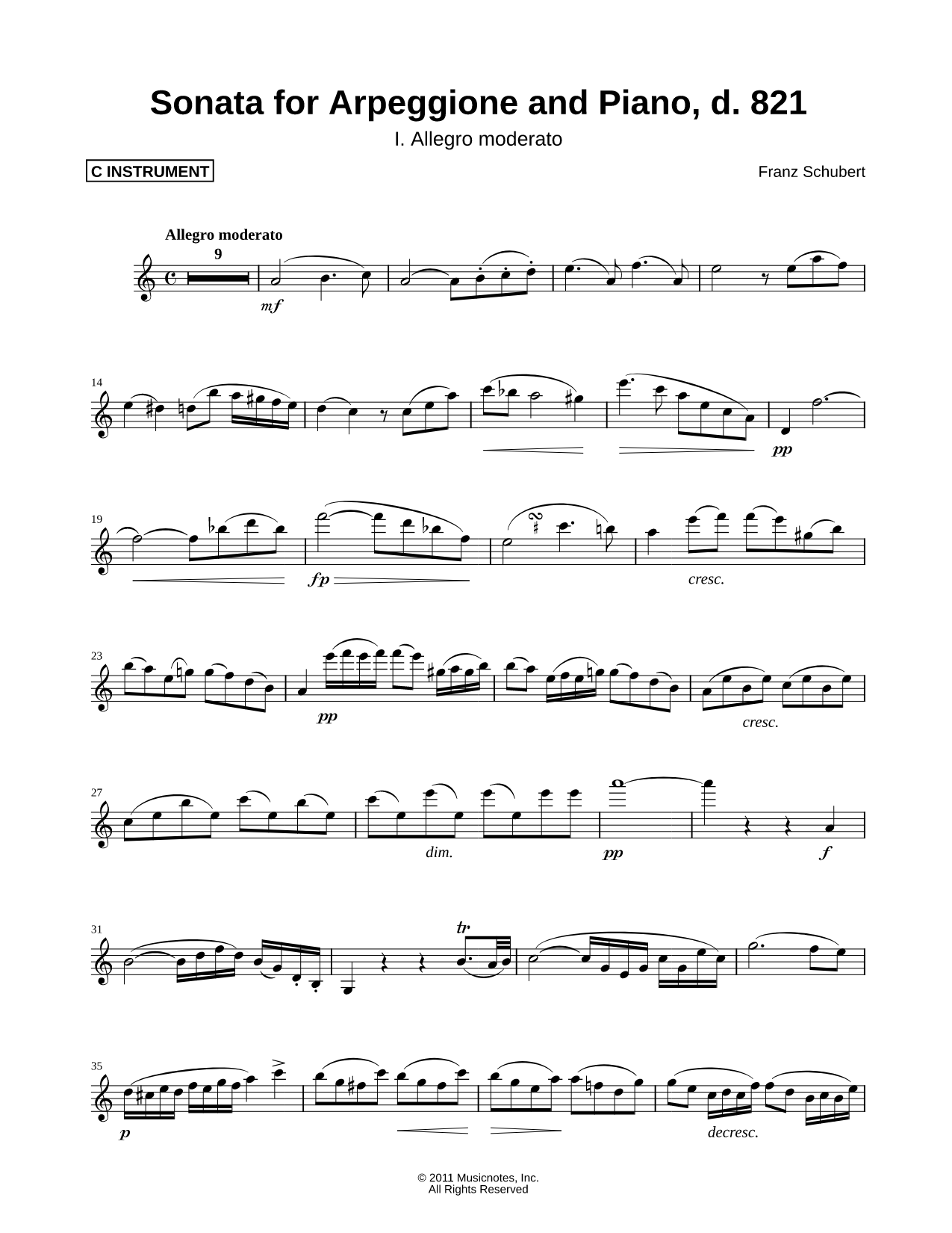 Sonata for Arpeggione and Piano, d. 821: I. Allegro Moderato - Solo Part