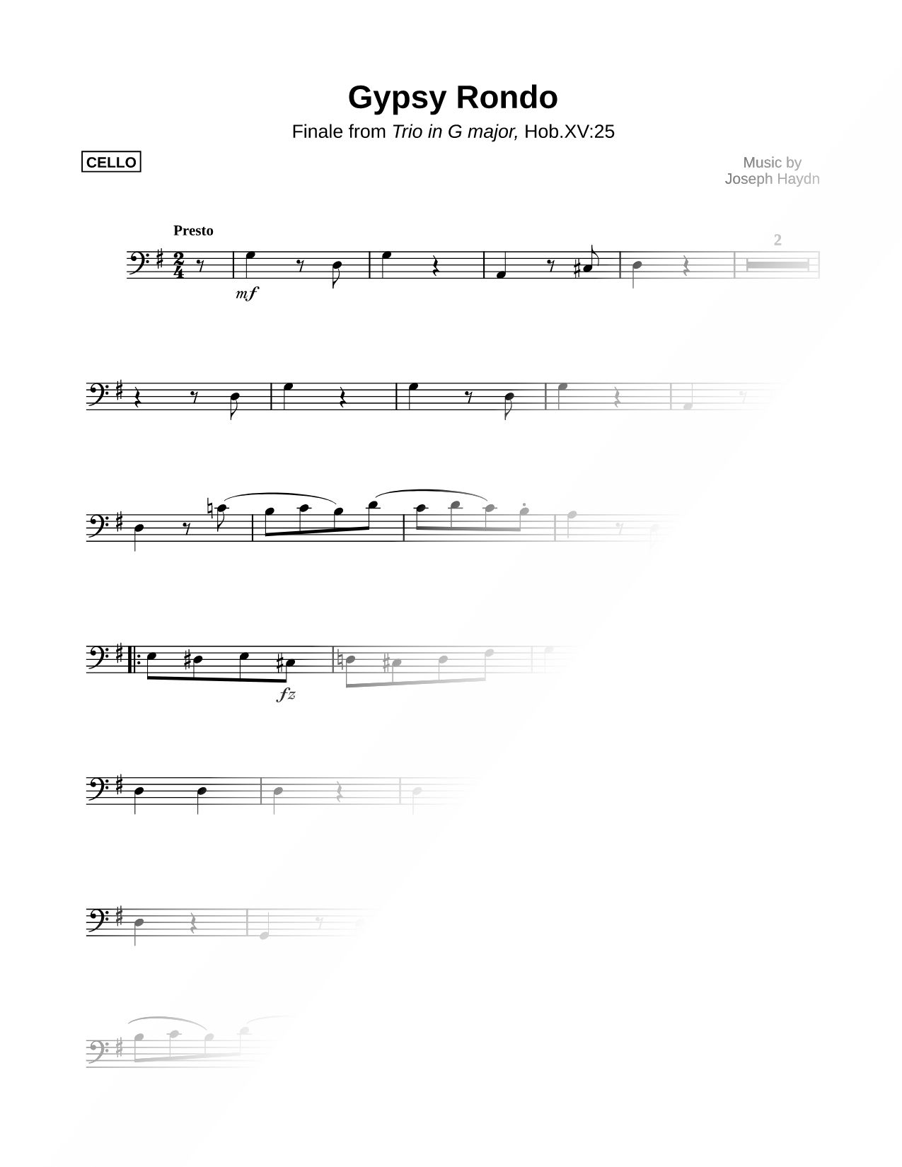 Gypsy Rondo - Cello Part