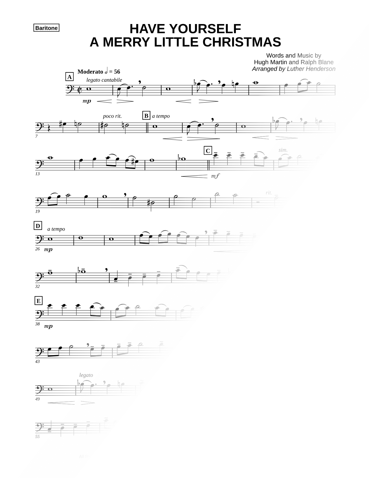 Have Yourself a Merry Little Christmas - Baritone part (Brass Quintet)