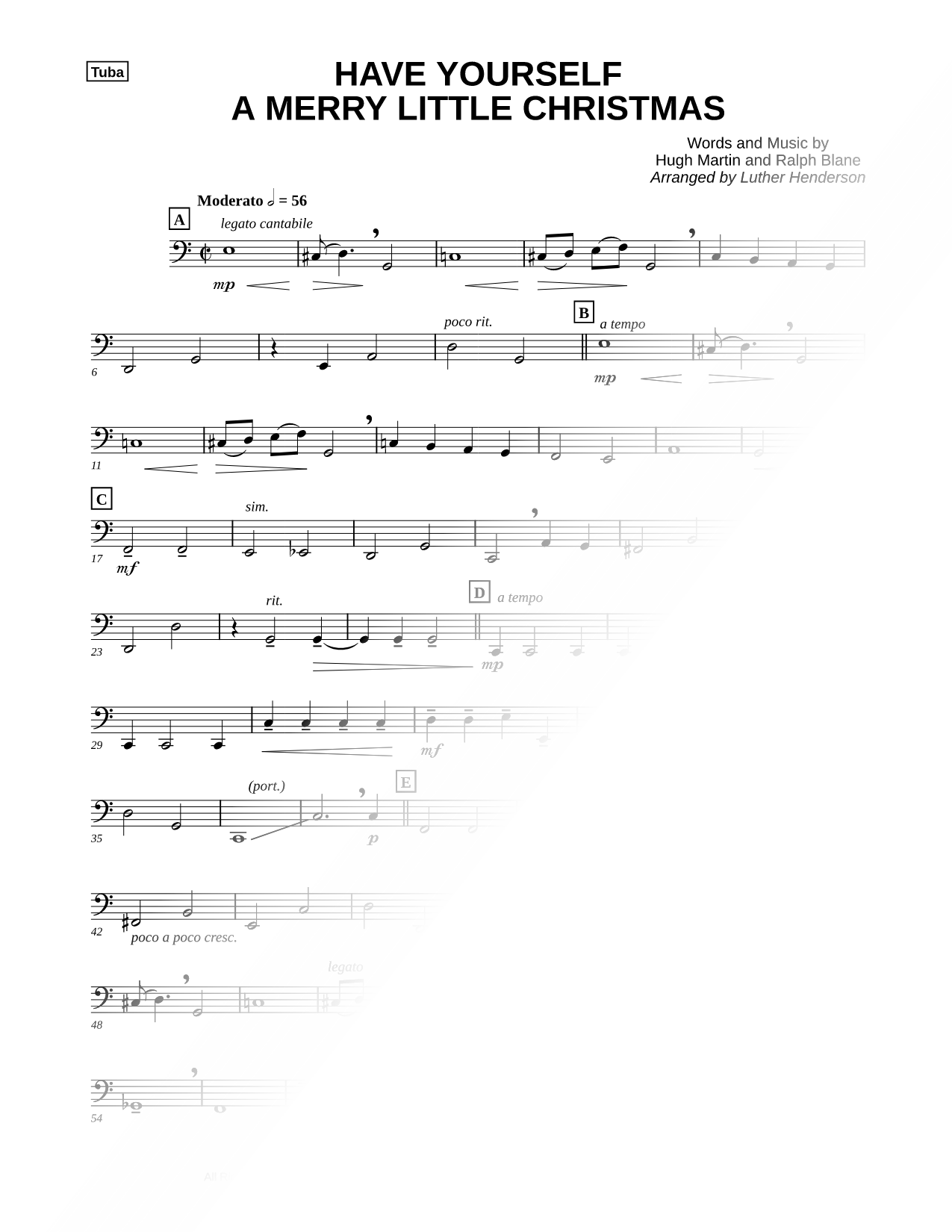 Have Yourself a Merry Little Christmas - Tuba part (Brass Quintet)